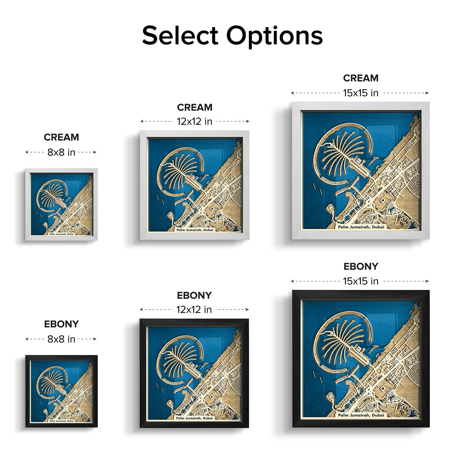 Palm Jumeriah Dubai Map 3D Wooden Gift
