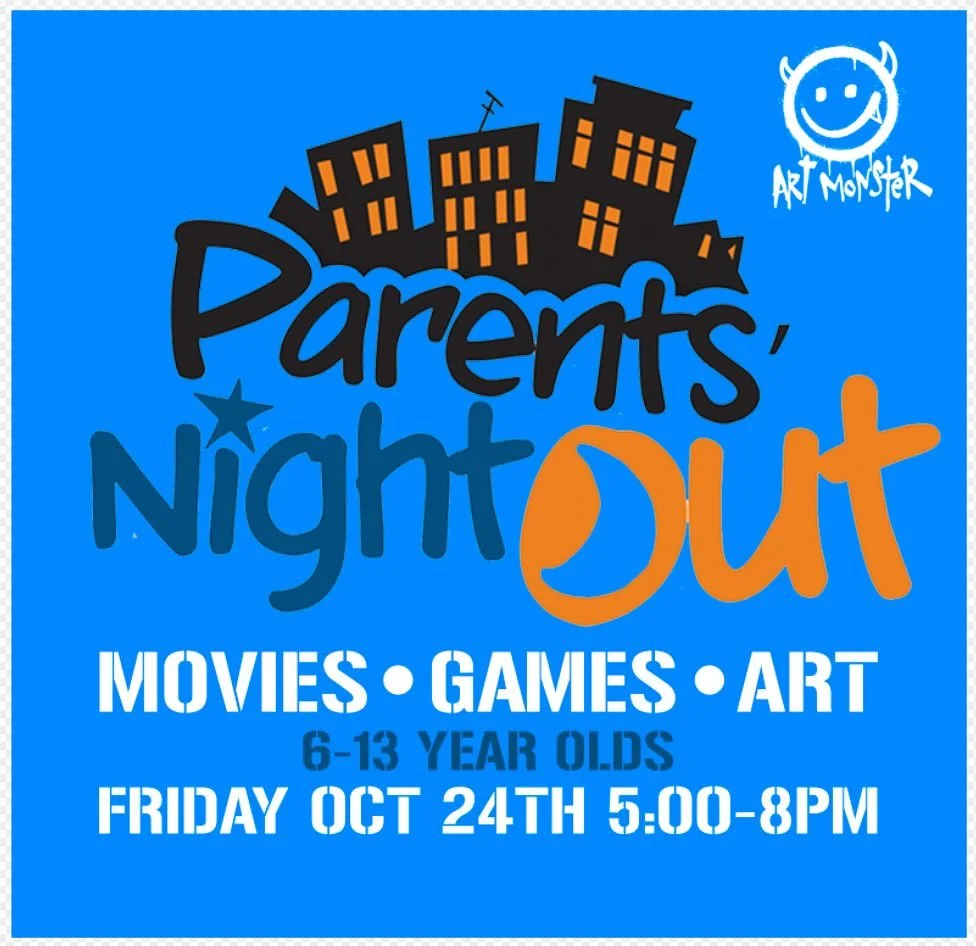 This Friday we&rsquo;re hosting another parent nights out! Linited spaces available. 

Need a break? We&rsquo;ve got you. Drop off your little monsters at the studio for 2.5 hours of pizza, paint, mess, and movies. While they&rsquo;re busy turning ca