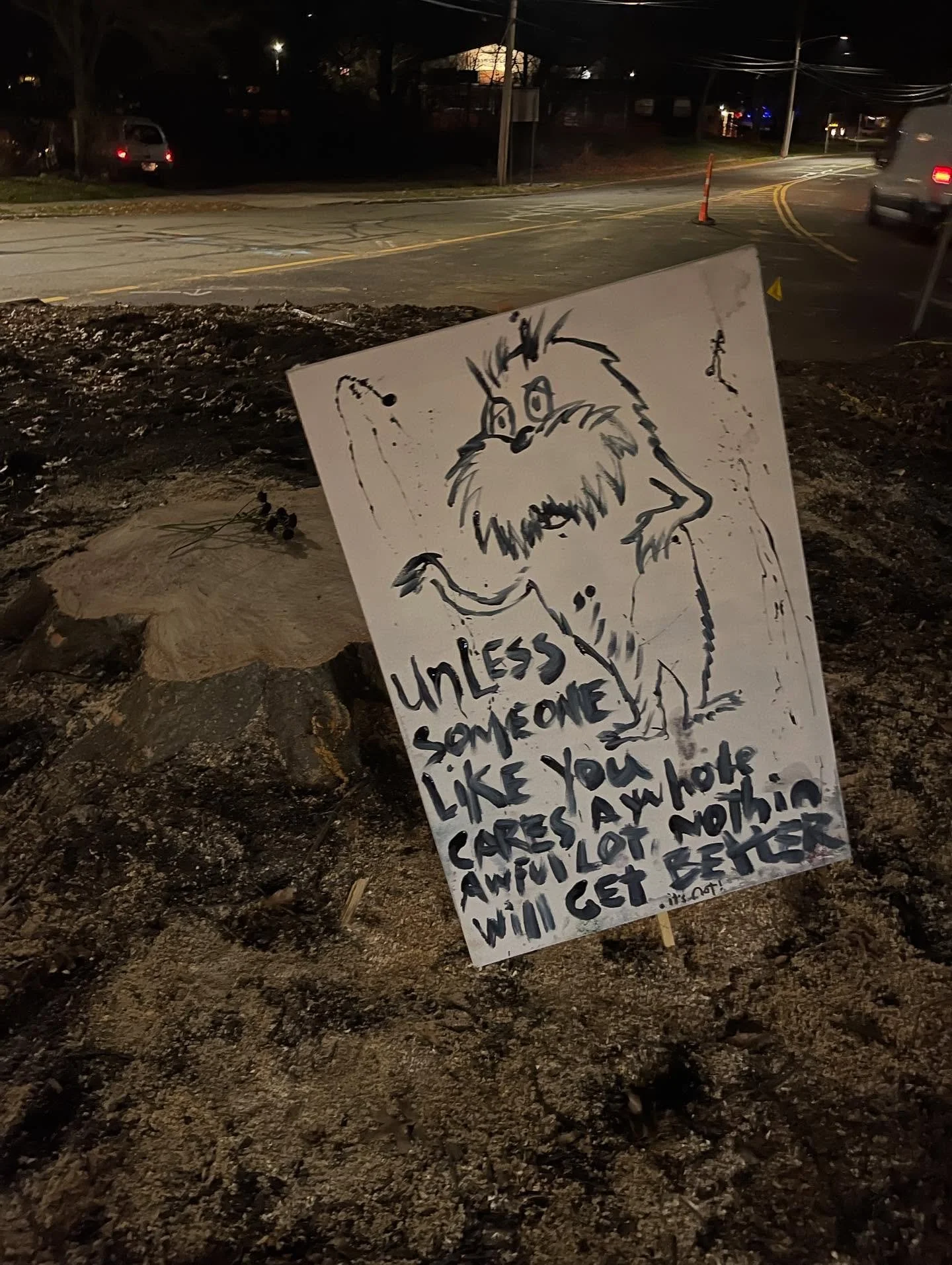 Was up in Norwalk CT to protest the cutting down of an old oak tree! #lorax