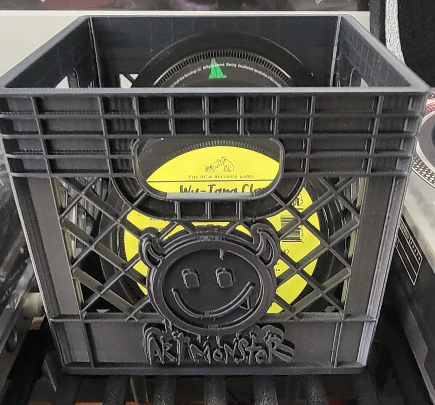 Custom mini milk crates for mini records.