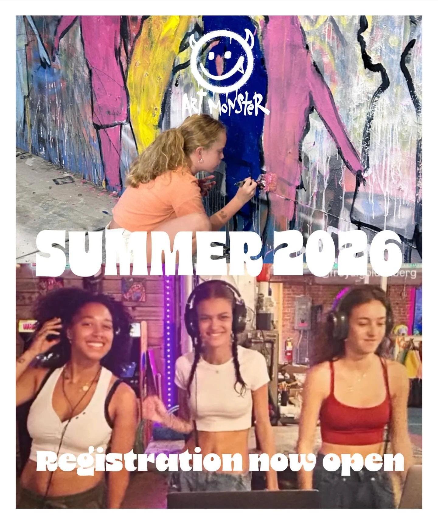 Art Monster Summer Workshop Registration is Now open. Save $25 with weekly sign ups. Link in bio.