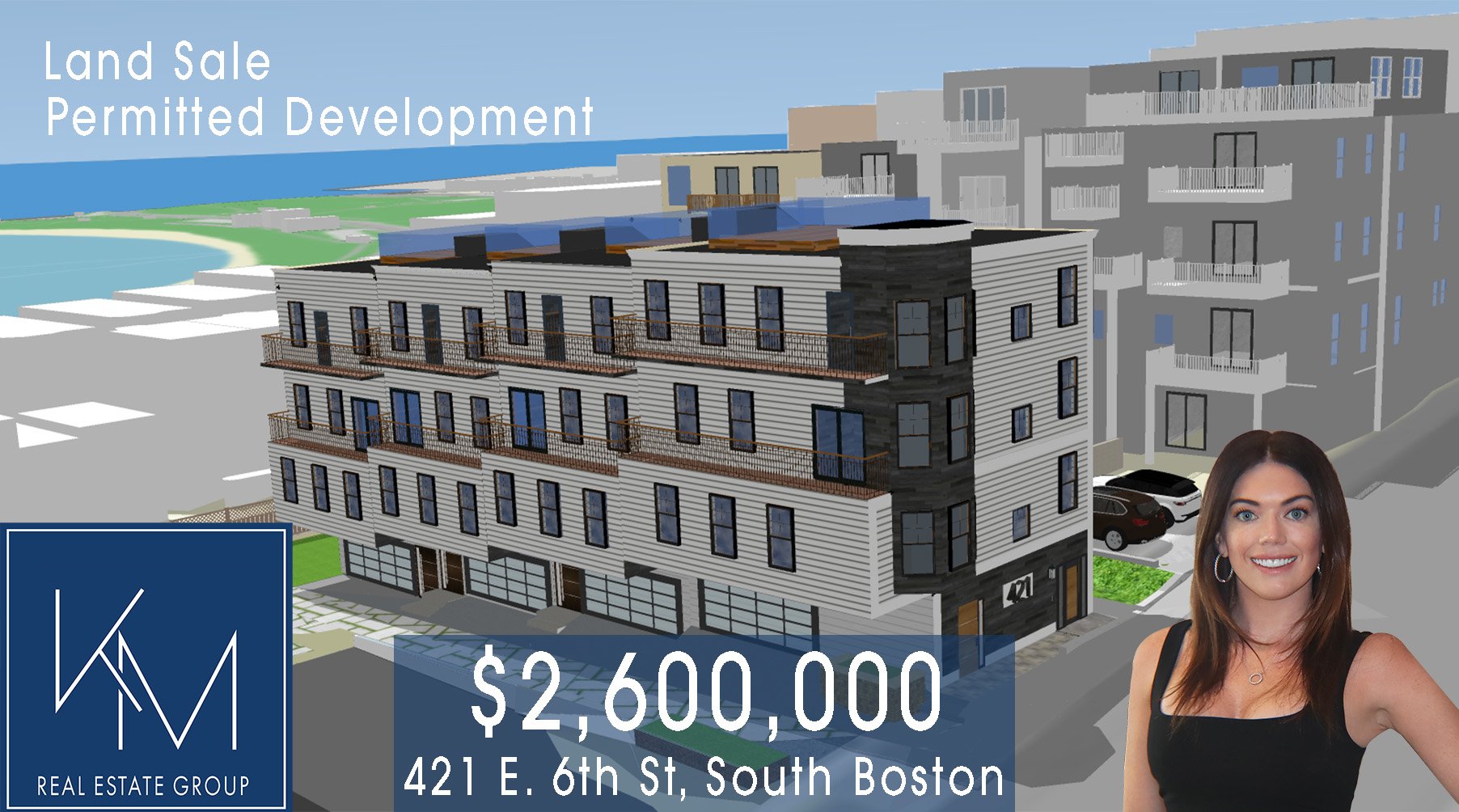 Rendering of new construction project in South Boston with pretty realtor