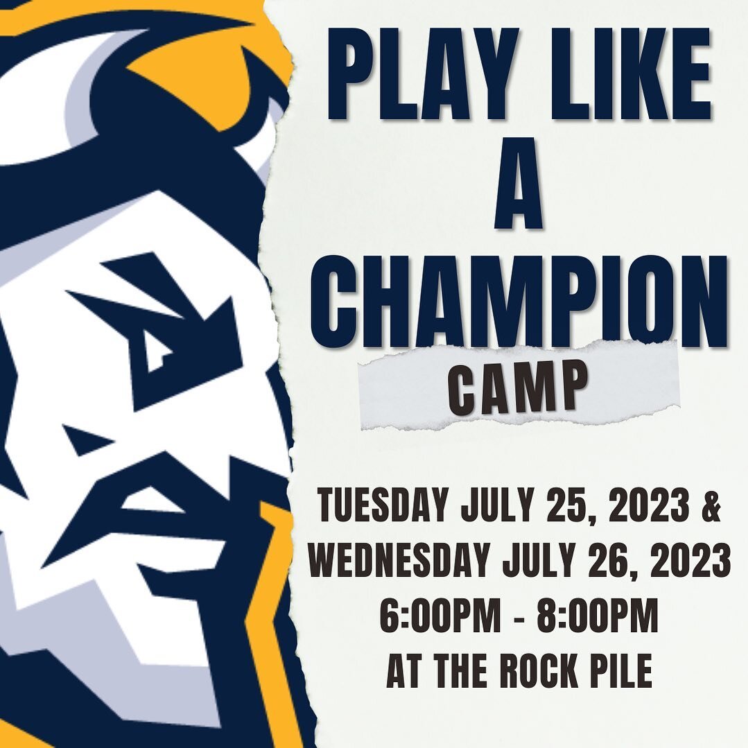 We are getting closer to the start of the youth football season!

The Play Like A Champion Camp is Tuesday (July 25) and Wednesday (July 26) from 6pm - 8pm at the Rock Pile.

Registration is $50

Follow the link below or click the link in our bio to 