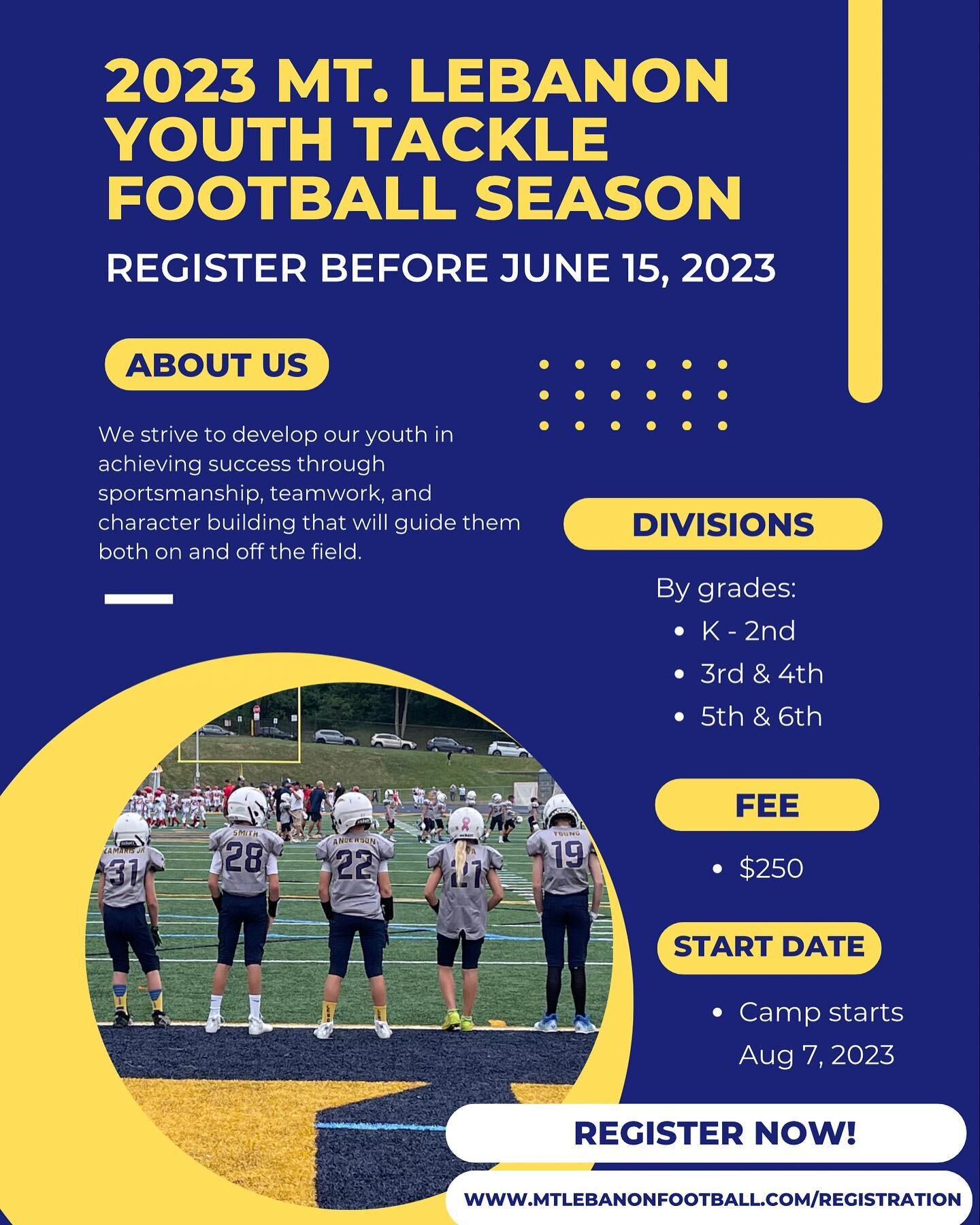Have you signed up yet?

Sign your kid(s) up for this upcoming season today! The league is starting to gather up information from all the schools participating to see how many kids are in the program and we want to ensure all the kids that want to pl
