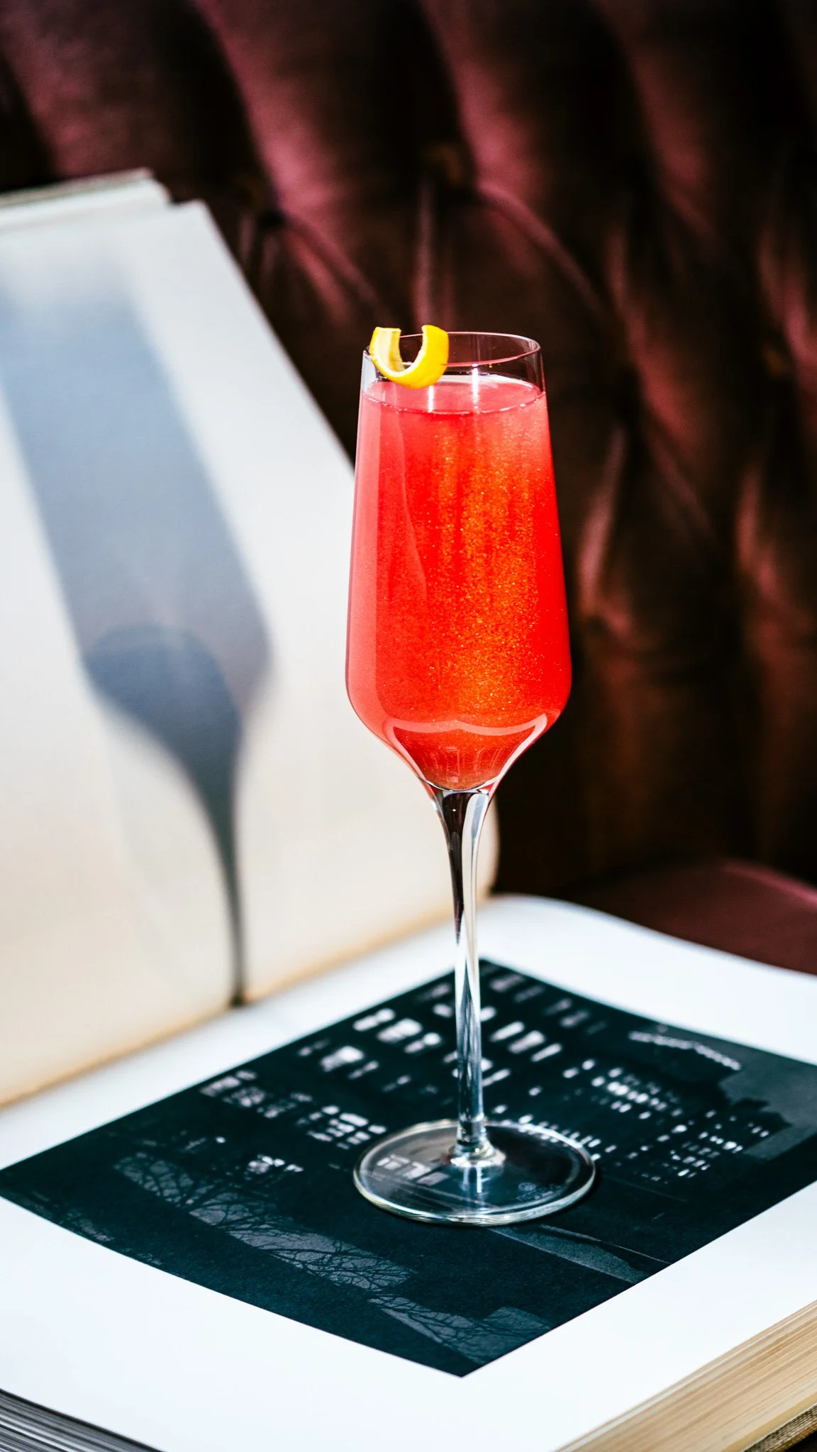 A red cocktail