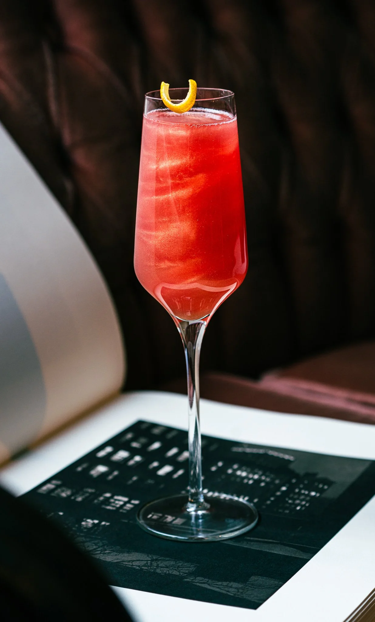 A red cocktail