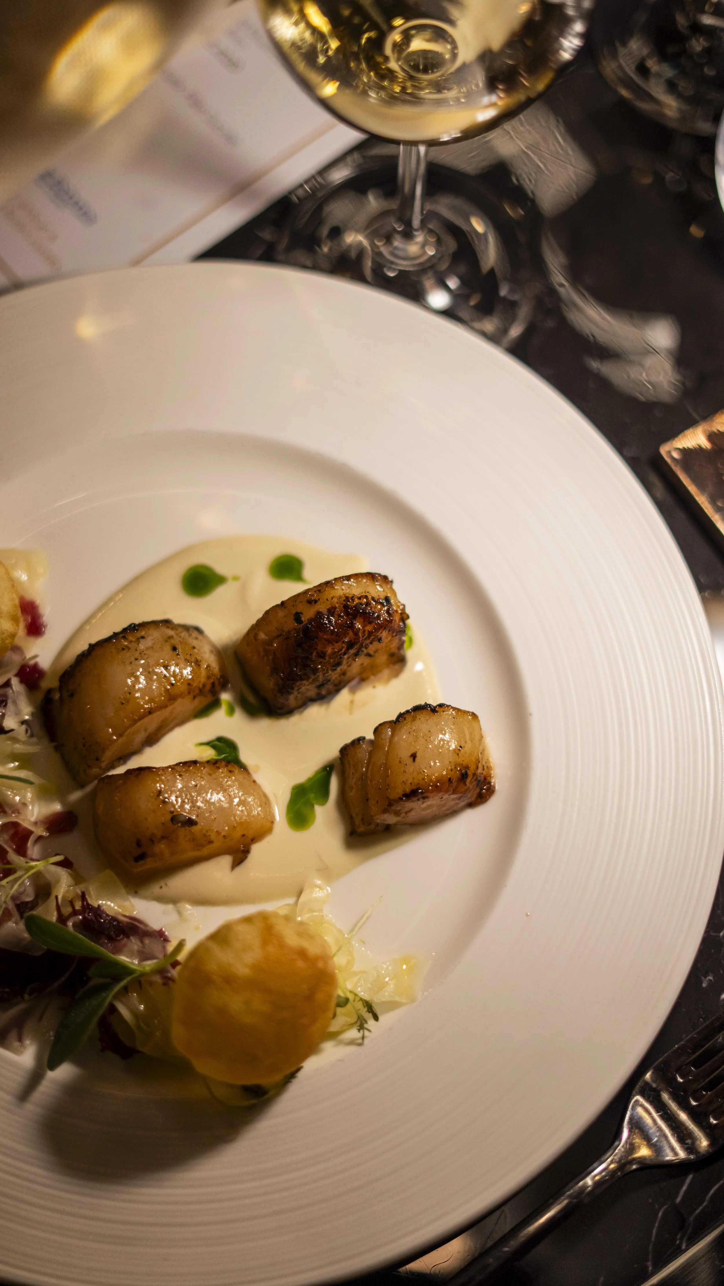 Scallops beautifully placed on a plate