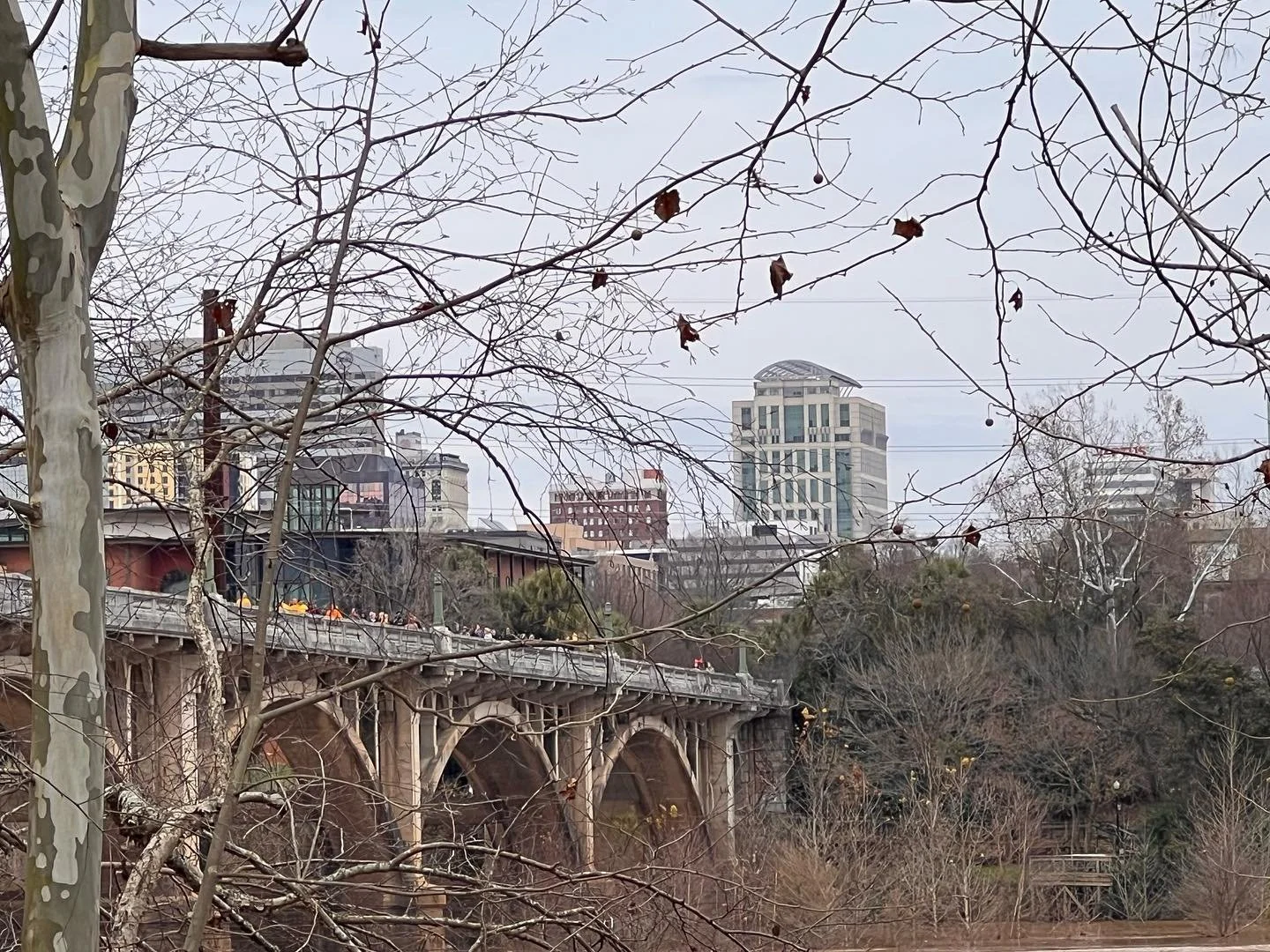 After the sweeping away of the sand mandala (see last post), the monks and a procession of people crossed the river (because of work happening on the other side) to give sand back to the water spirits to disperse the healing energy of the mandala cre