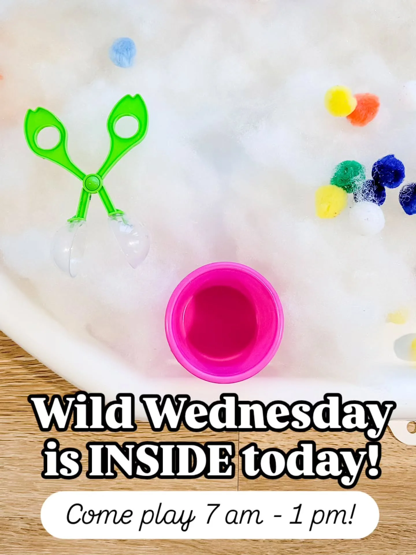 Weather Mania week wouldn't be complete without a little rain in the forecast! Come play with our "clouds" and ice in our messy play area INDOORS today! 🌥🧊
Wild Wednesday is included in play admission. Reservations highly recommended, bu