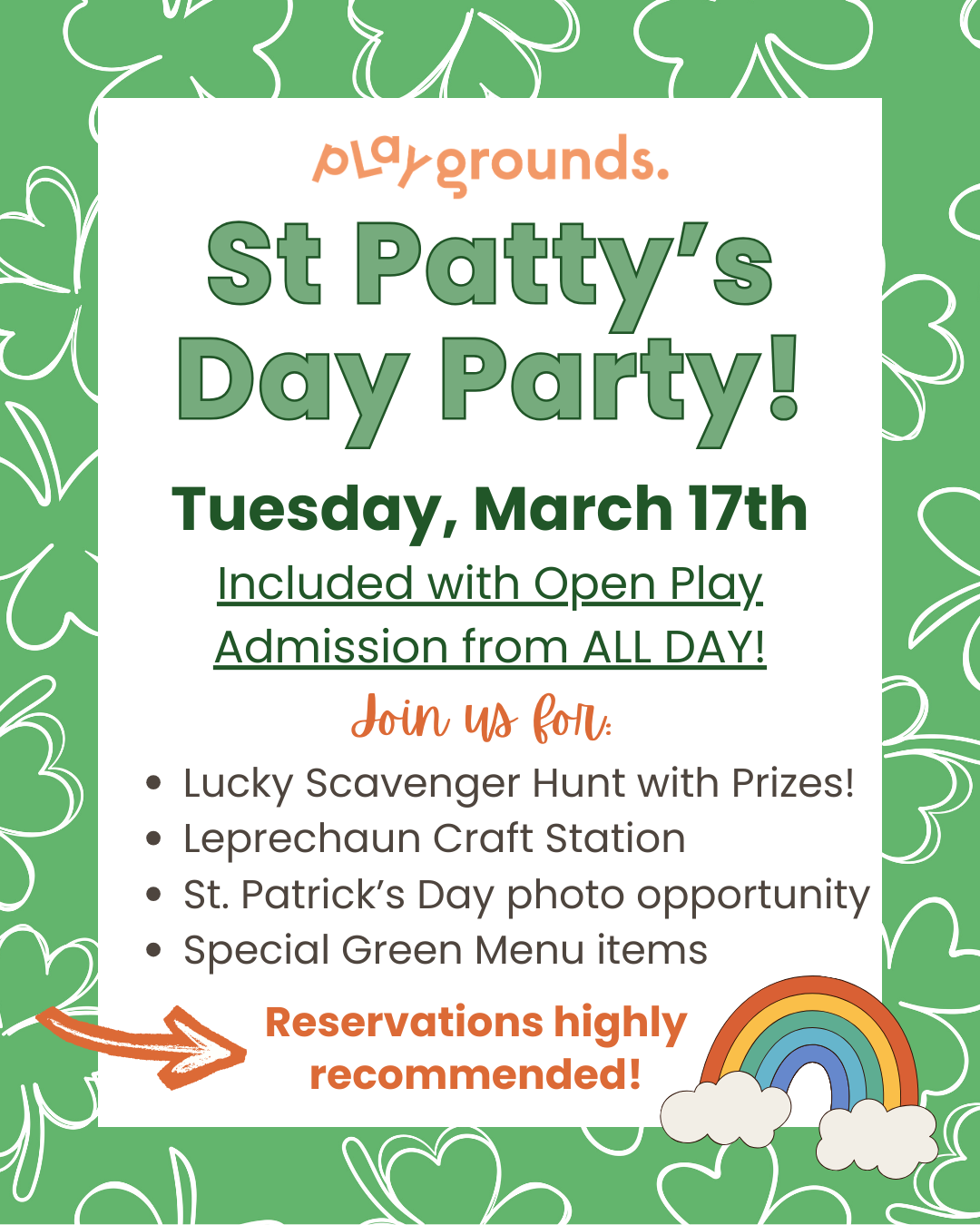 Playgrounds St. Patty's Day Party!