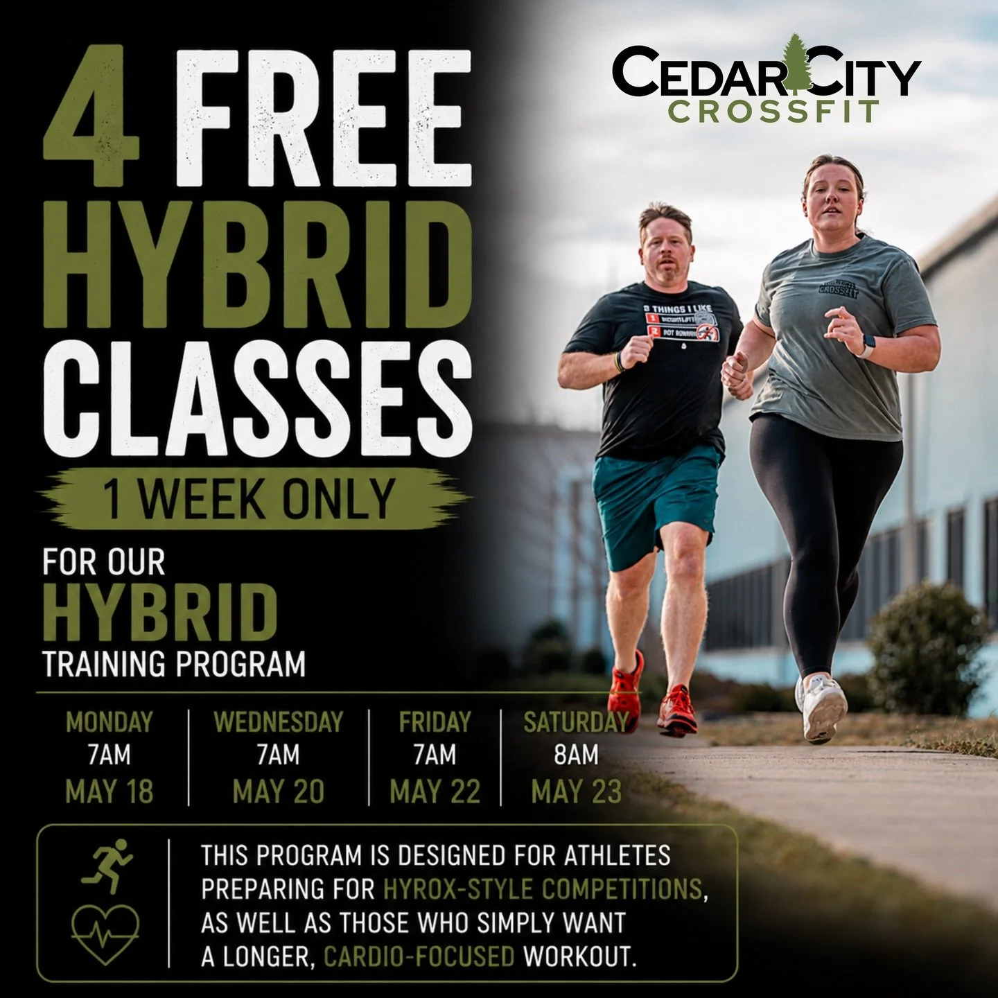 Next week (May 18-23) we are offering 4 FREE Hybrid classes to anyone! Monday/Wednesday/Friday at 7am and Saturday at 8am. 

You can schedule for FREE at the link in our bio by clicking &ldquo;drop-in&rdquo; or comment HYBRID and we will DM you the l