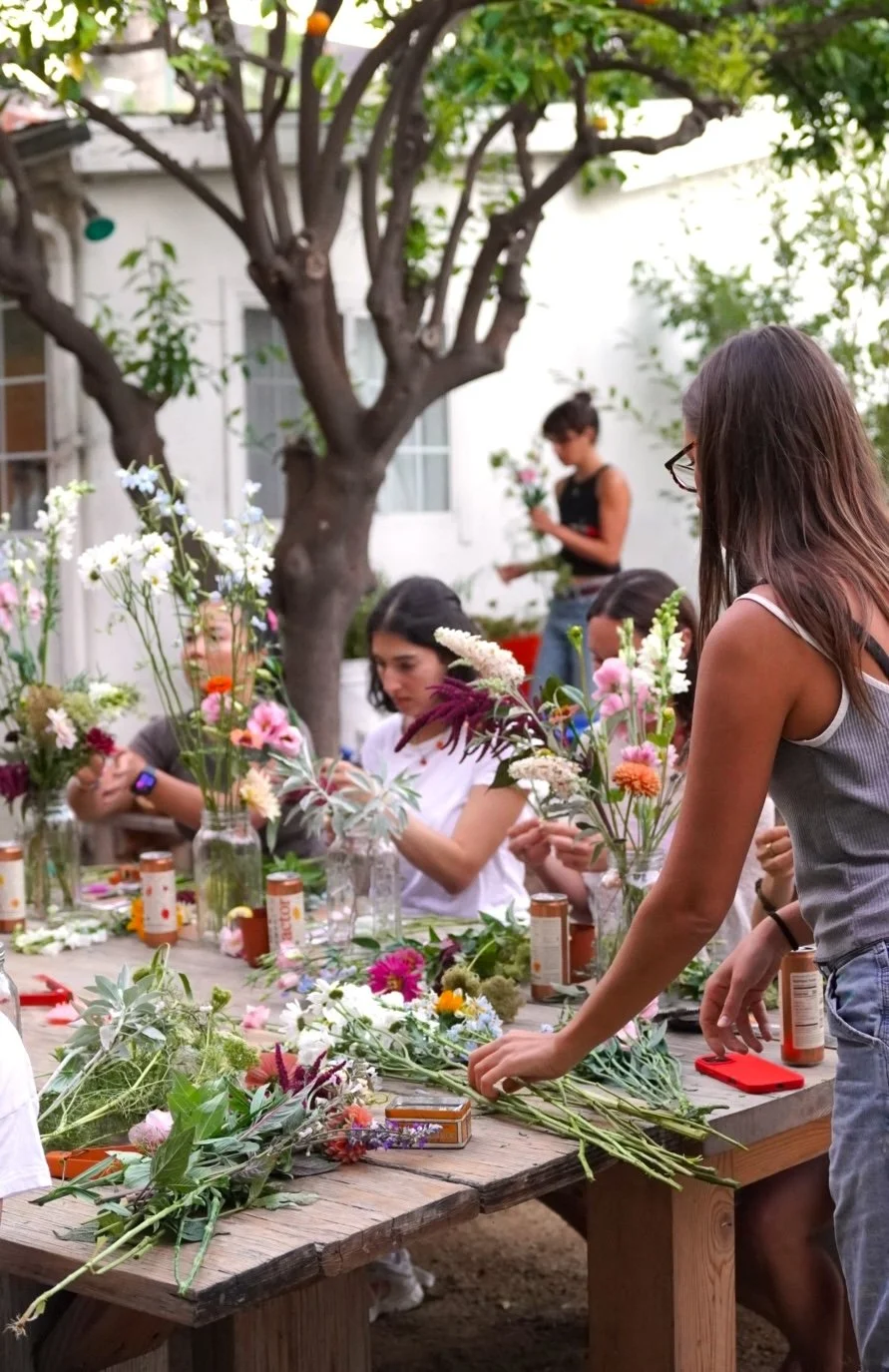 Flower arranging workshop at the farm