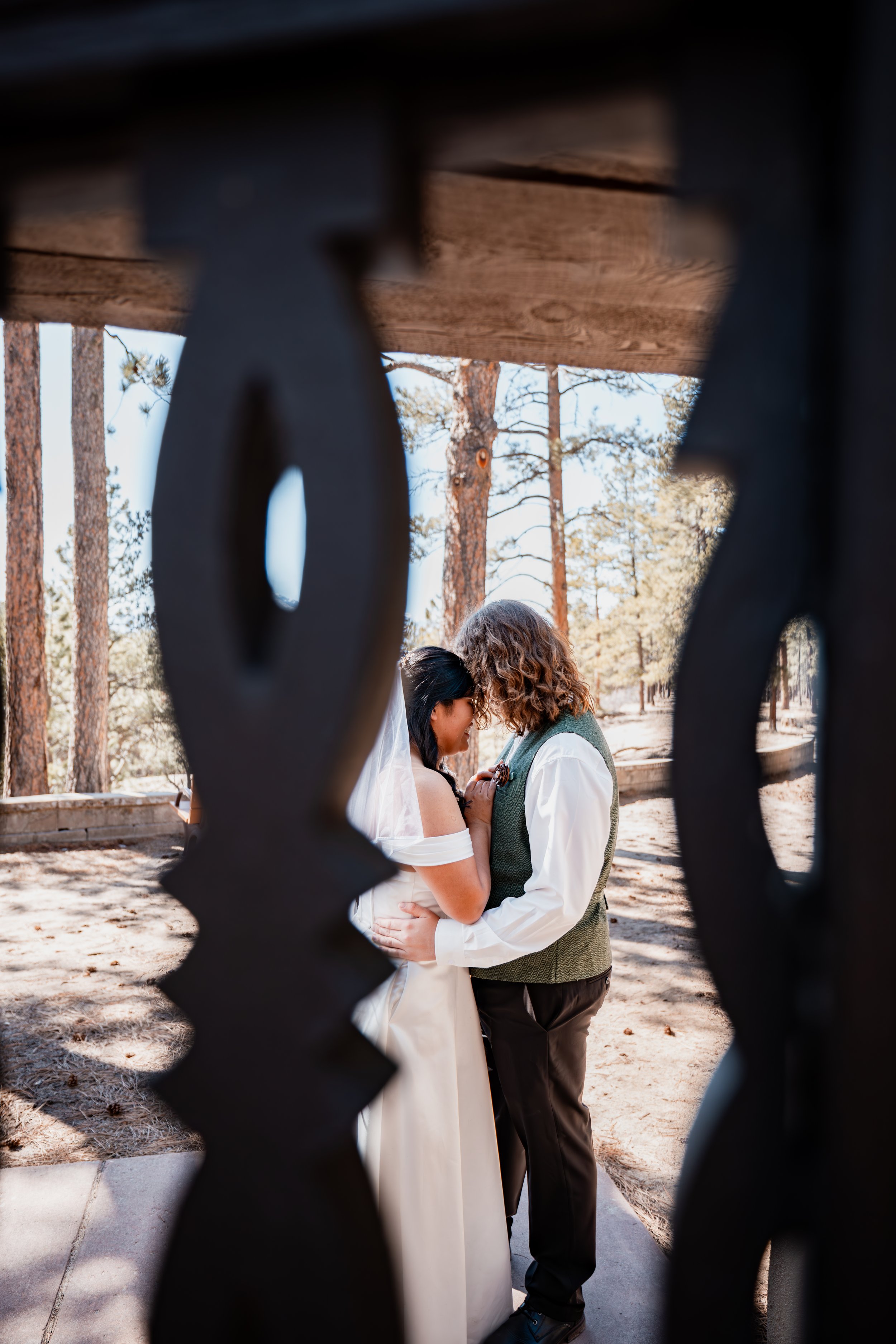 Bride and groom sharing a quiet moment