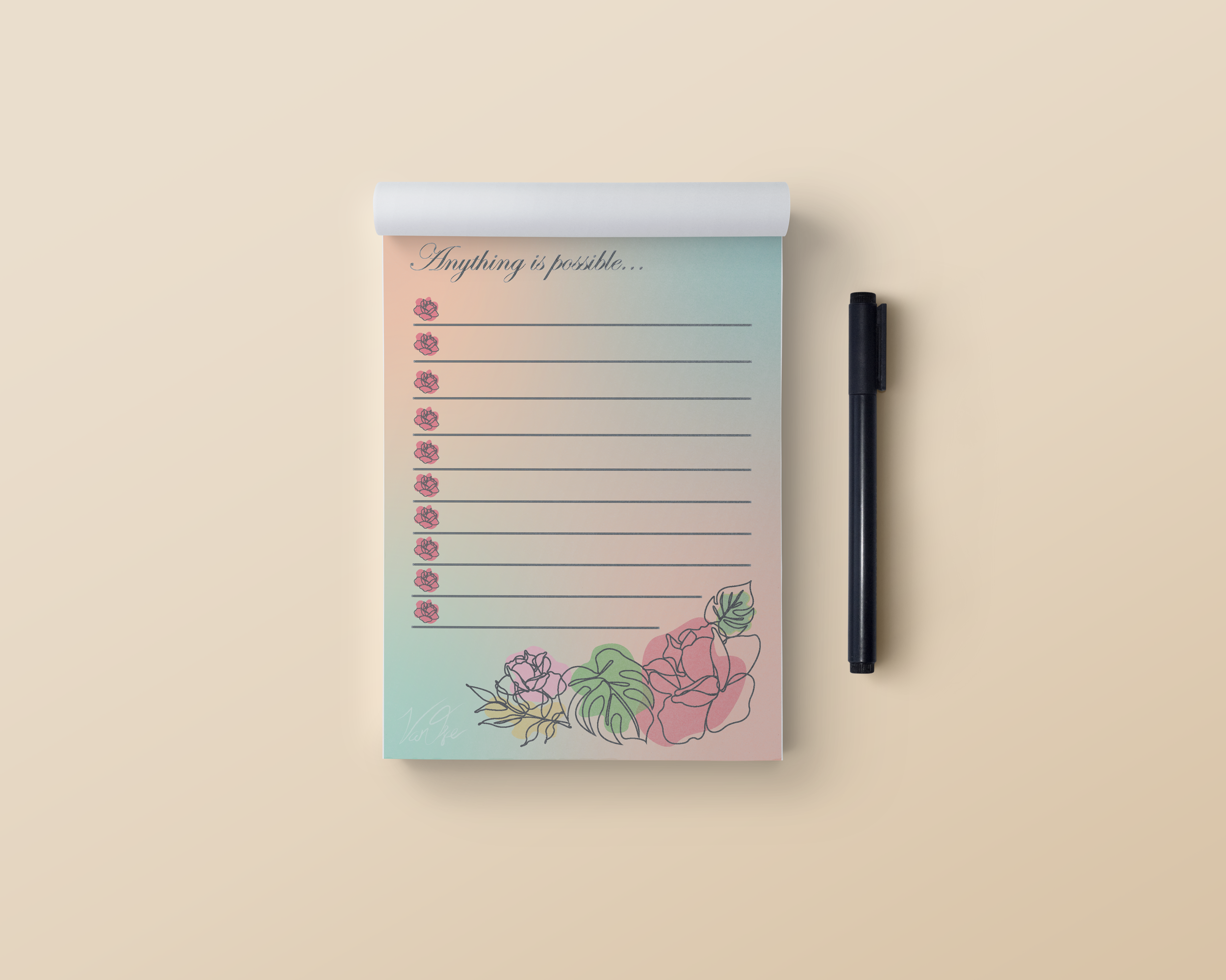 "Anything Is Possible" Notepad Design