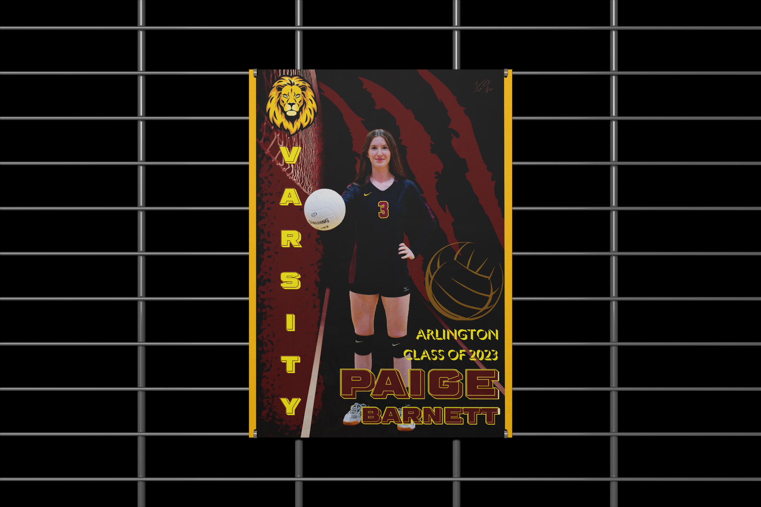Varsity Volleyball Player Sports Poster Design