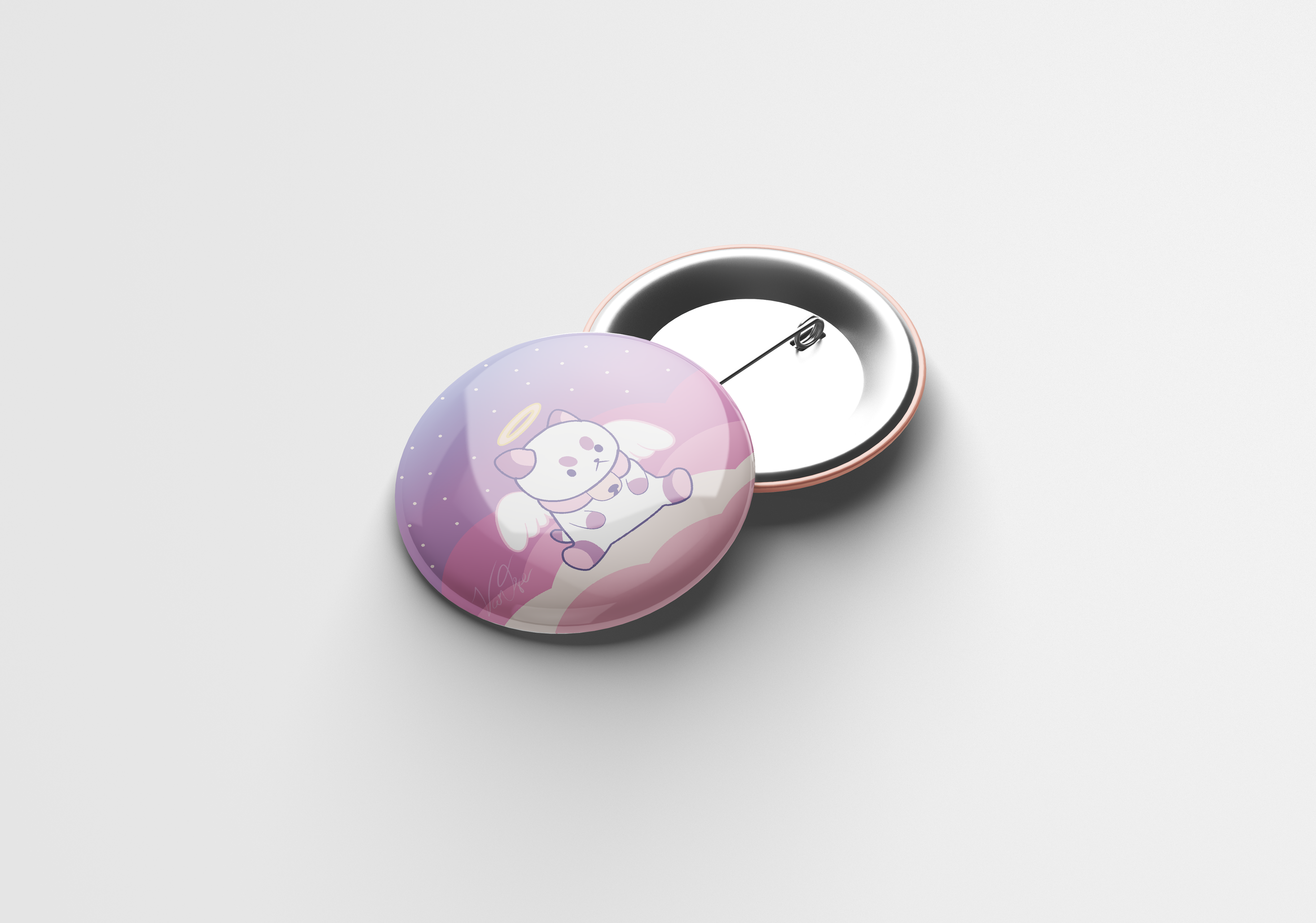 "Angel Puppycat" Button Design