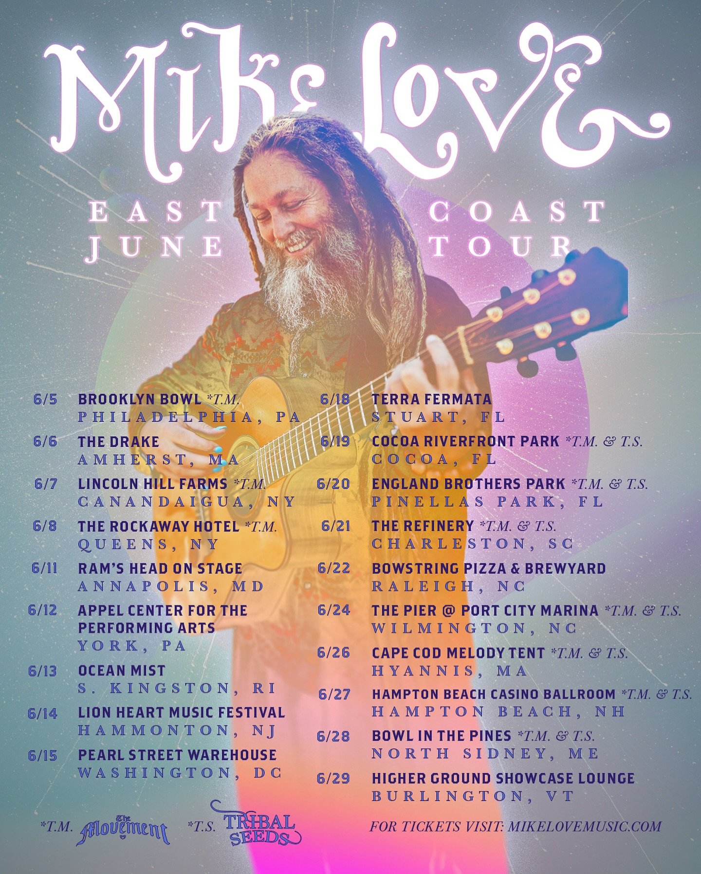 Heading out to the East Coast for all of June, supporting @themovementvibe and @tribalseeds and doing a few headline shows of my own. Summer time is here, let&rsquo;s dance and sing and play!!!! See you out there

6/5  Philadelphia, PA - Brooklyn Bow