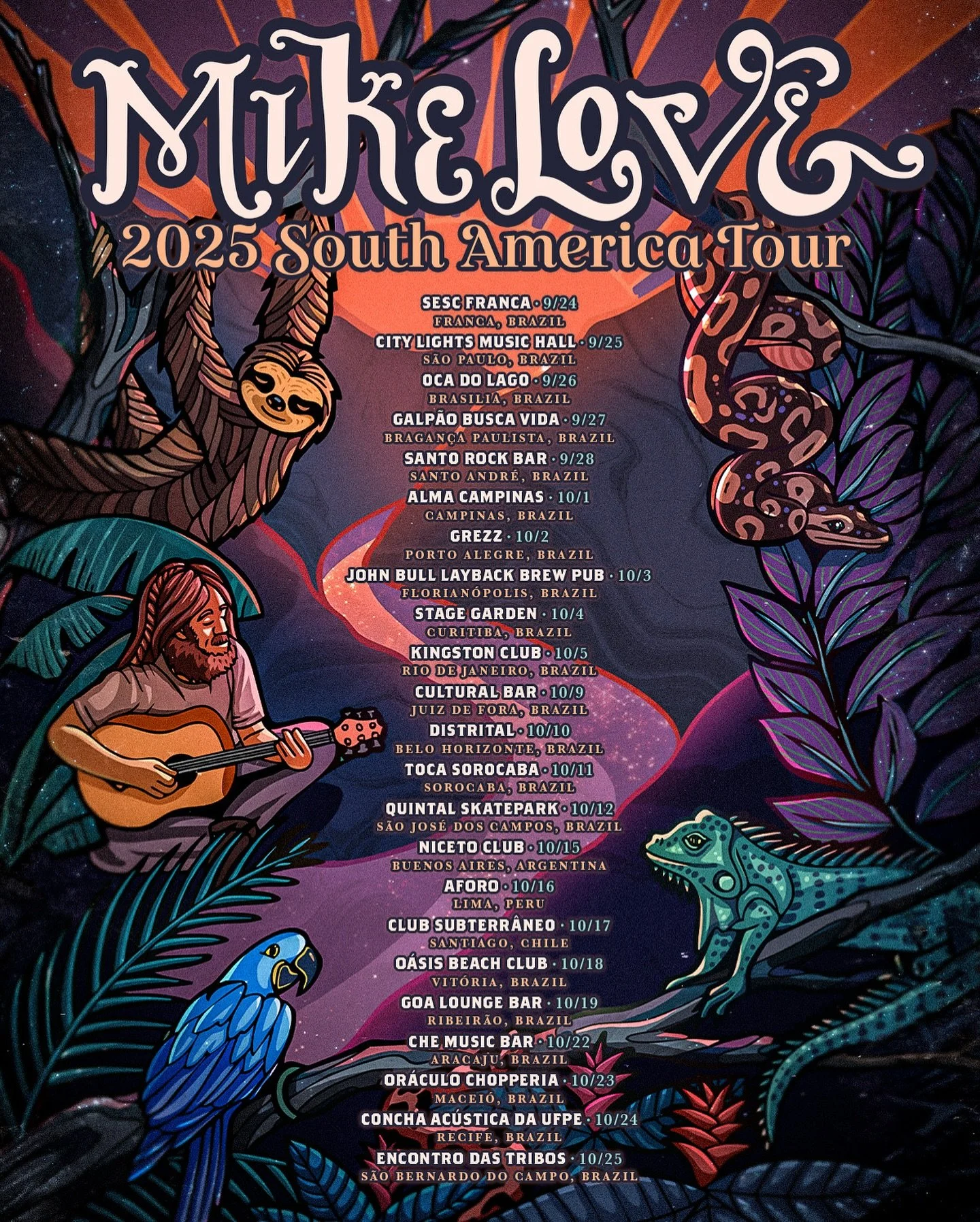 My South America Tour starts tomorrow! Where will I see you?

24/9 - Sesc Franca (Franca, BR) @sescfranca
25/9 - City Lights Music Hall (Sāo Paula, BR) @citylights_sp
26/9 - Oca do Lago (Brasili&aacute;, BR) @ocadolago
27/9 - Galp&atilde;o Busca Vida