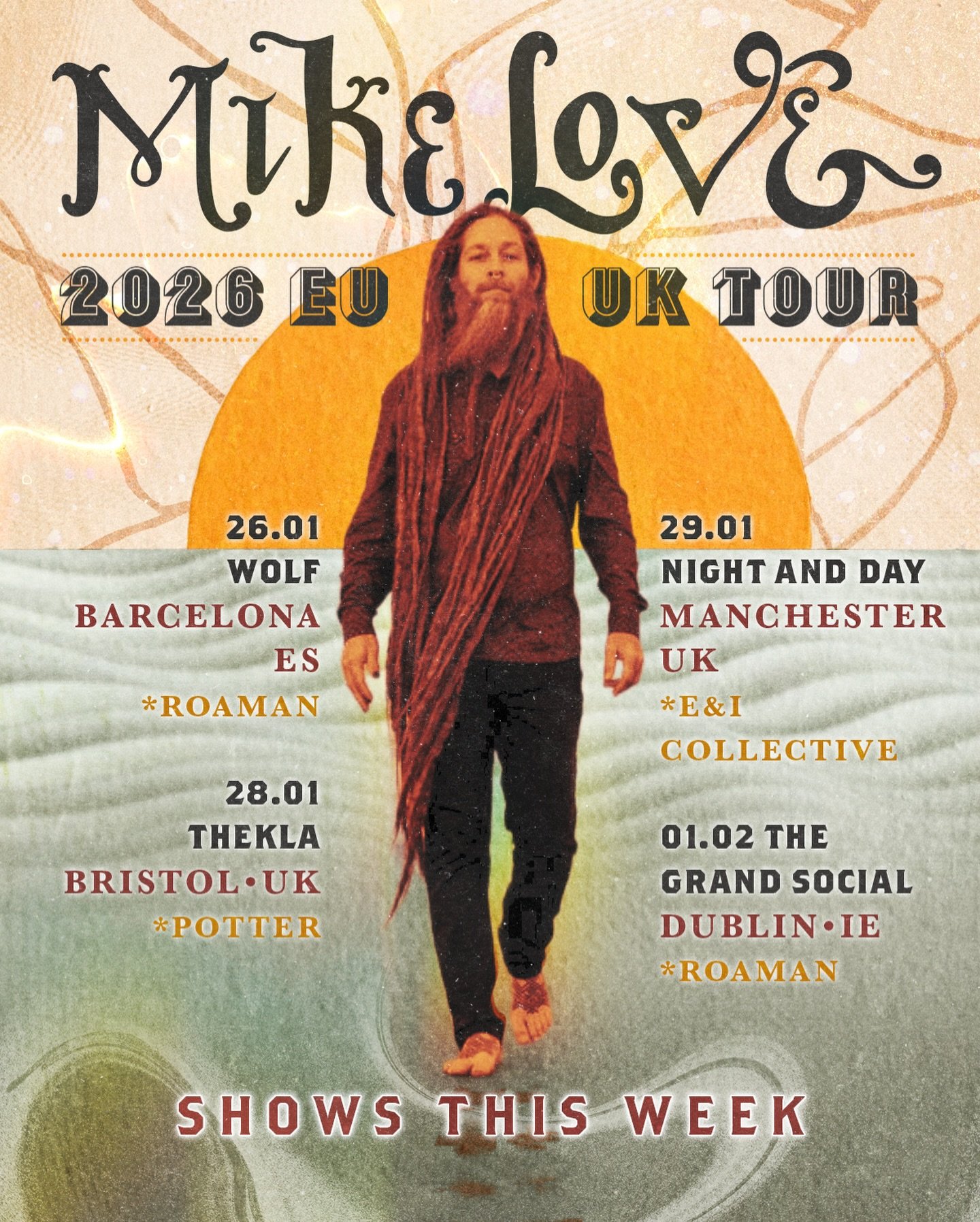 First two shows of the tour were energy beyond belief!!! You had to be there. Ready to keep it rolling this week. Tonight in Barcelona!!!

26.01.2026 Wolf, Barcelona - ES
28.01.2026 Thekla, Bristol - UK
29.01.2026 Night and Day, Manchester - UK
01.02