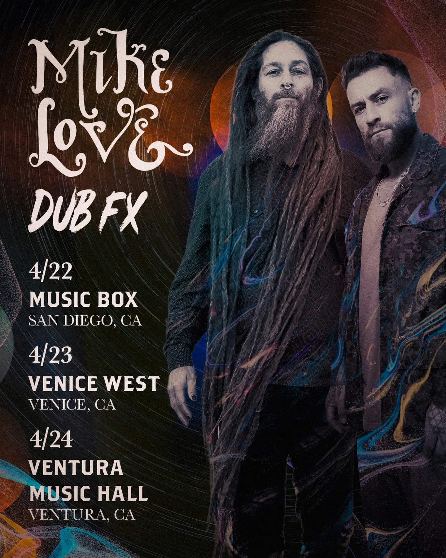 I&rsquo;ve been following @dubfx11 for decades now and I am really excited to share the stage with this immensely creative force. Do not miss these shows &lsquo;ohana!!! This will be one for the books. 
Tickets available at mikelovemusic.com

Dates
4