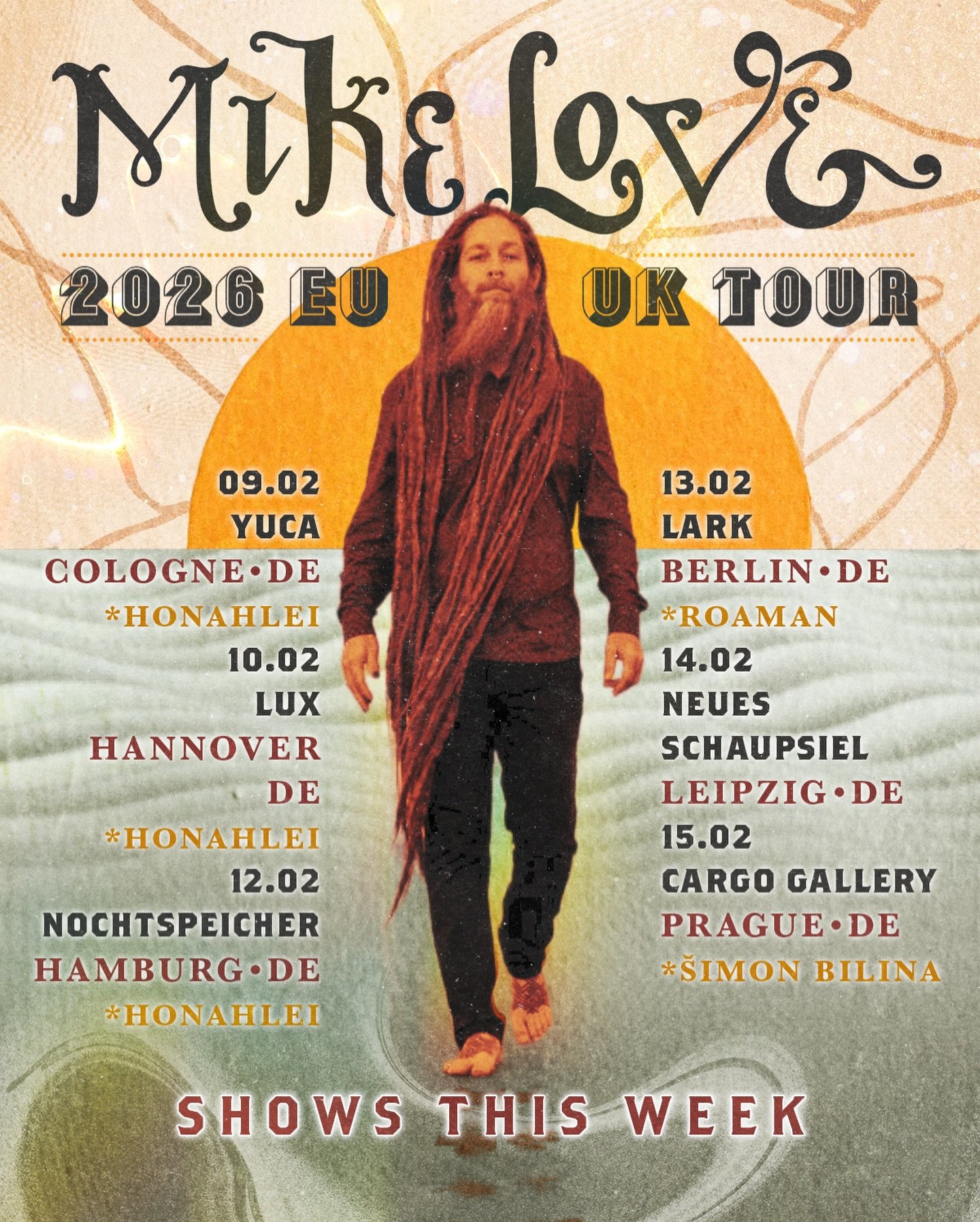 A bunch of shows in Germany this week starting with Cologne tonight!!! I Love playing music in Germany!!! The energy on this tour has been so beautiful, I can&rsquo;t even explain it with words. Mahalo!!!
09.02 Yuca, Cologne - DE
10.02 Lux, Hannover 