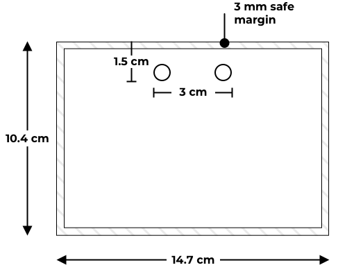 Horizontal design layout for A6 badges printed on seed or recycled paper
