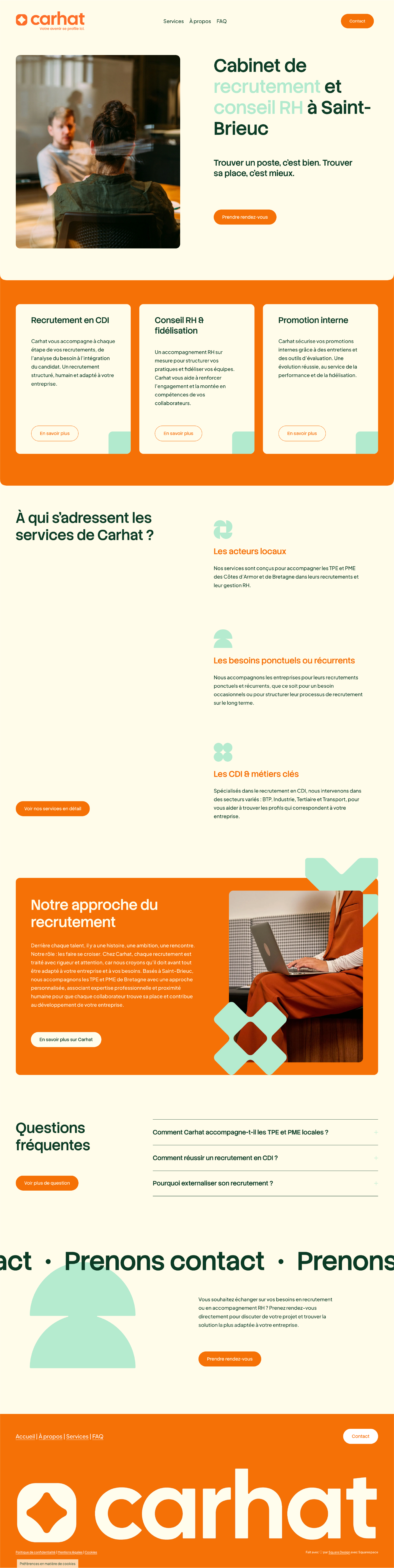 Design du site web Carhat cabinet RH sur Squarespace