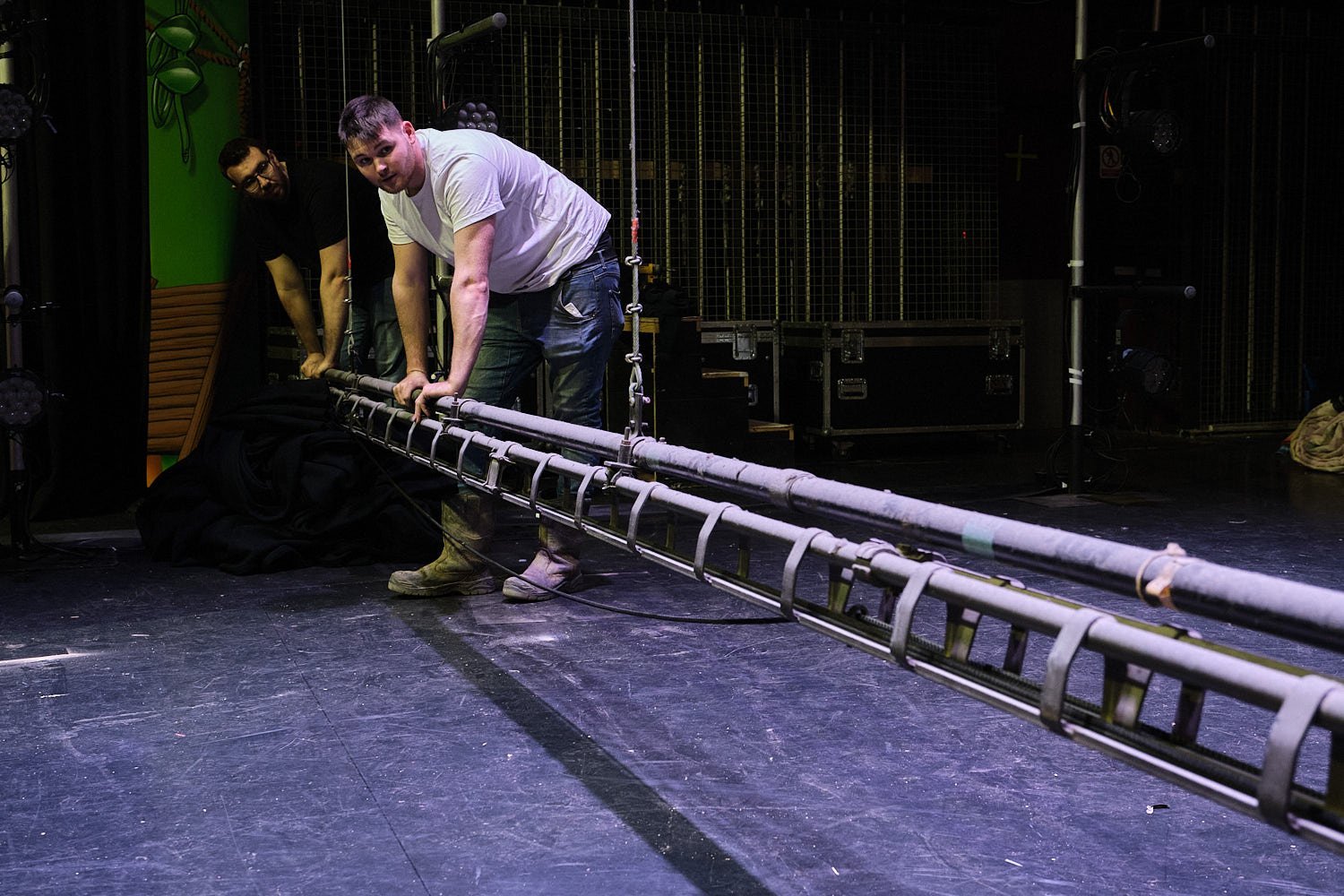 Stage Manager, Ross Steinberg and Production Manager, Freddy Teubler on the Woodville stage. (Copy)