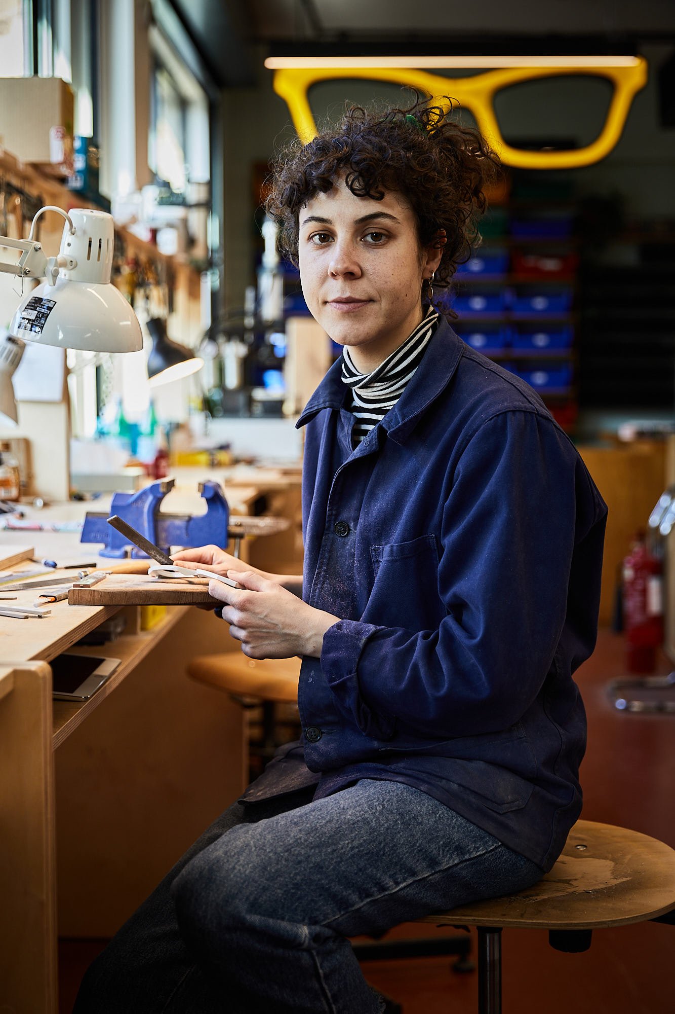 An environmental portrait of creative maker, Pauline, at Cubitts.