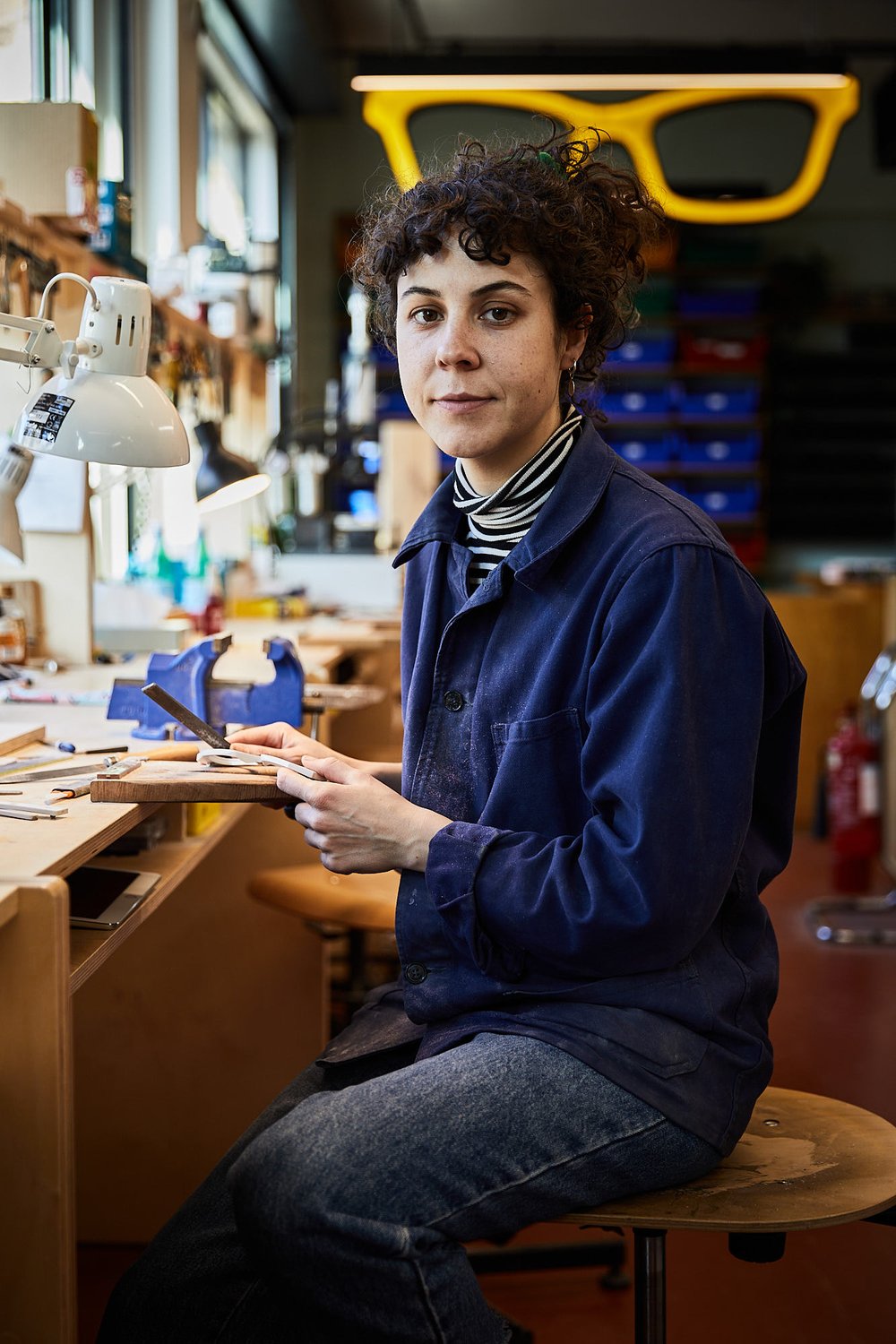 An environmental portrait of creative maker, Pauline, at Cubitts.