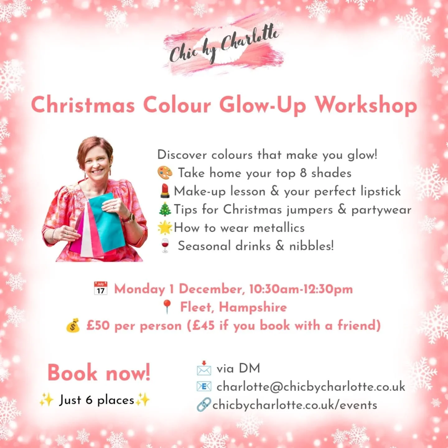Oh gosh sorry, the Christmas music just feels so wrong 🫣 but I've got to get this out there! 

Now booking for my Christmas workshop! Last year's was gorgeously festive - a lovely group of women bonding over mulled wine, make-up, metallics and me ti