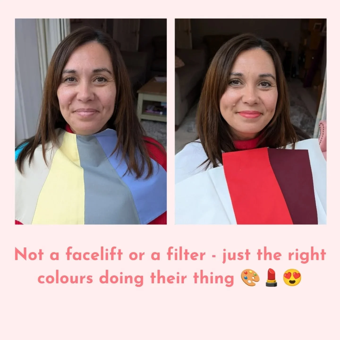 Need I say more?! Thank you, Suzy, for allowing me to share your striking colour glow-up 😍

Would you believe Suzy has daughters in their twenties?  Not when she wears her reds, that's for sure ❤️ 

See how in the right-hand image her hair is rich a