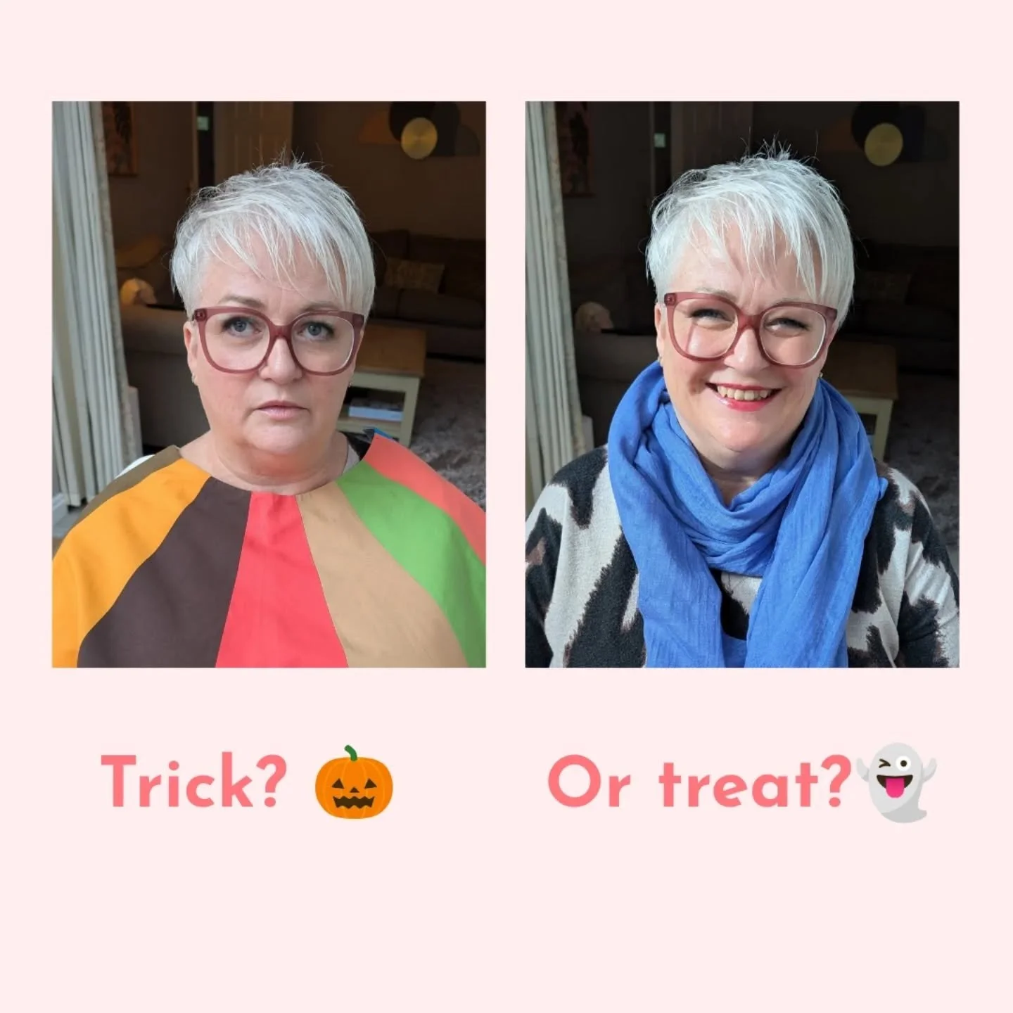 Late to the party here in the half term madness 🤪 but couldn't let spooky season pass without cramming a reference into at least one post! 

This is my client Sharon, for whom a 🎃 costume would not have been ideal, as you can tell by her face in th