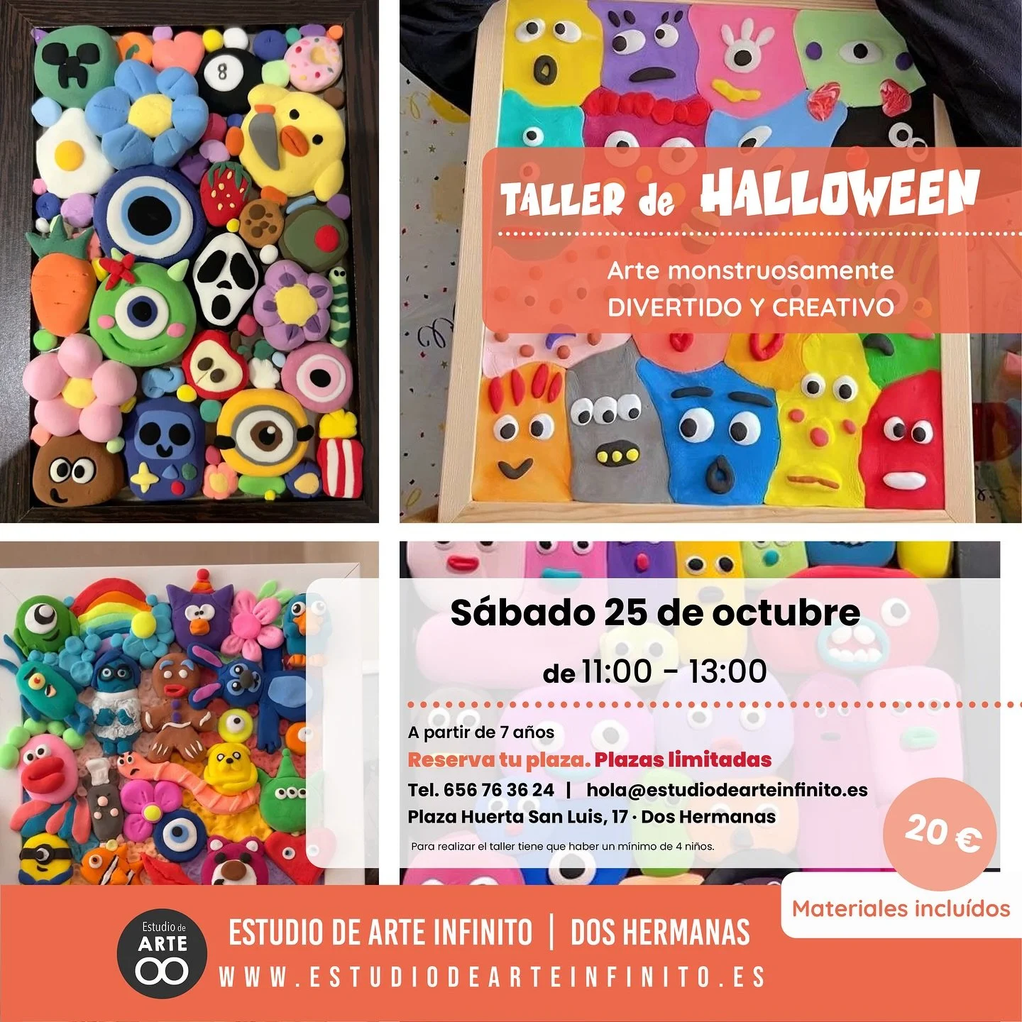 Este s&aacute;bado tenemos un TERROR&Iacute;FICO TALLER DE ARTE DE HALLOWEEN 🎃💀🎨 yo que t&uacute; no me lo perder&iacute;a 👻

Y si quieres venir disfrazado nos encantar&aacute; 🥳

⏰ S&aacute;bado 25 de octubre de 11:00 a 13:00h

🏡 Estudio de ar
