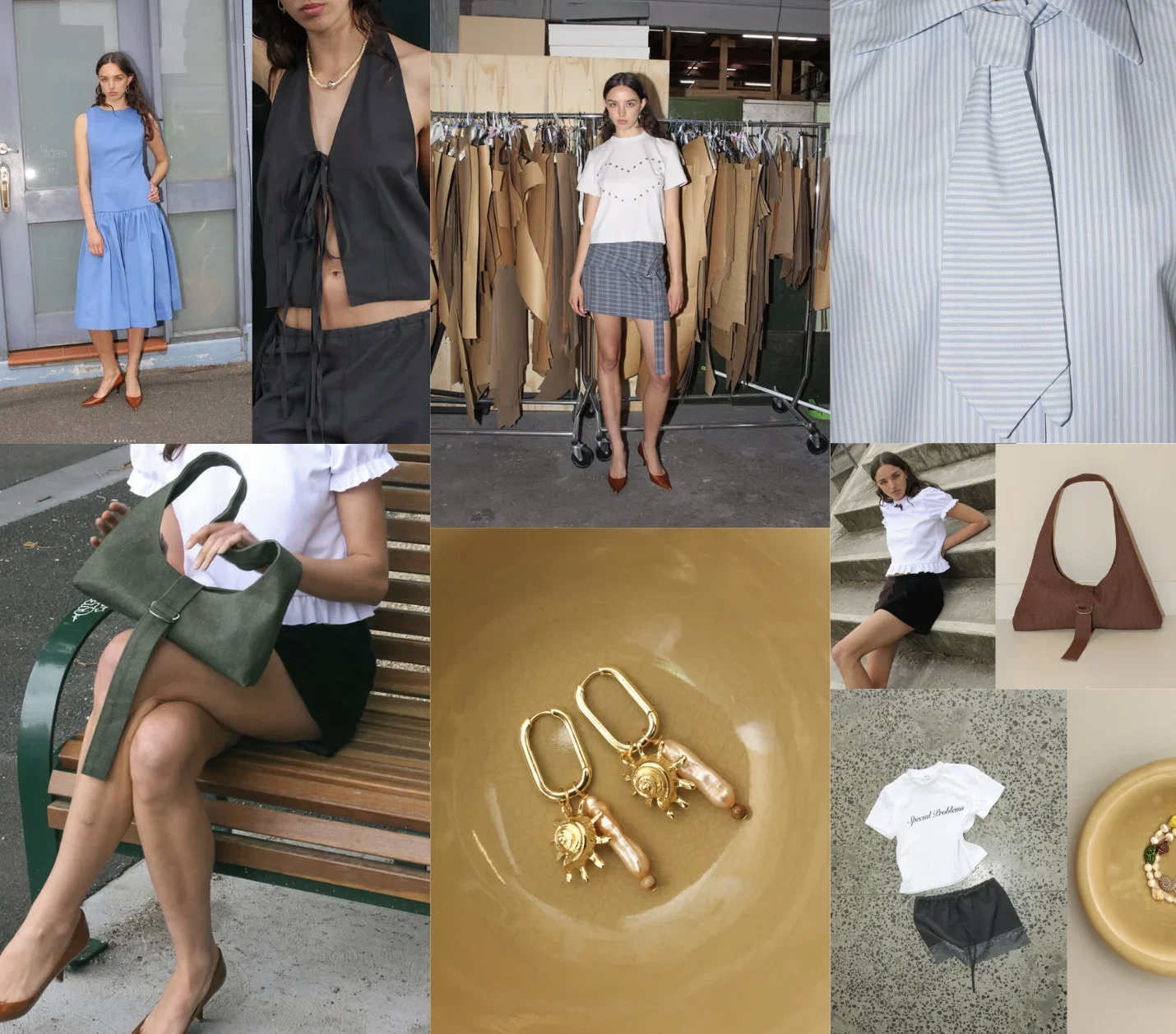 Par Moi fashion collage featuring handmade dresses, tailored separates, accessories and feminine everyday pieces.
