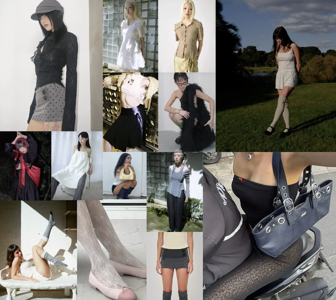 Reborne Shop designer edit featuring lace, fitted tops, mini skirts, dresses and statement accessories.