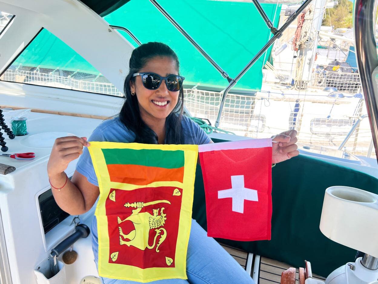 (🇩🇪)🇨🇭🇱🇰-Our flags are going to be hoisted! 🚩

I hold my two flags with pride. I am from Switzerland but I am also from Sri Lanka. I was born and raised in Switzerland, but I still have a Sinhalese name with Sinhalese parents. 🌏👨&zwj;👩&zwj;