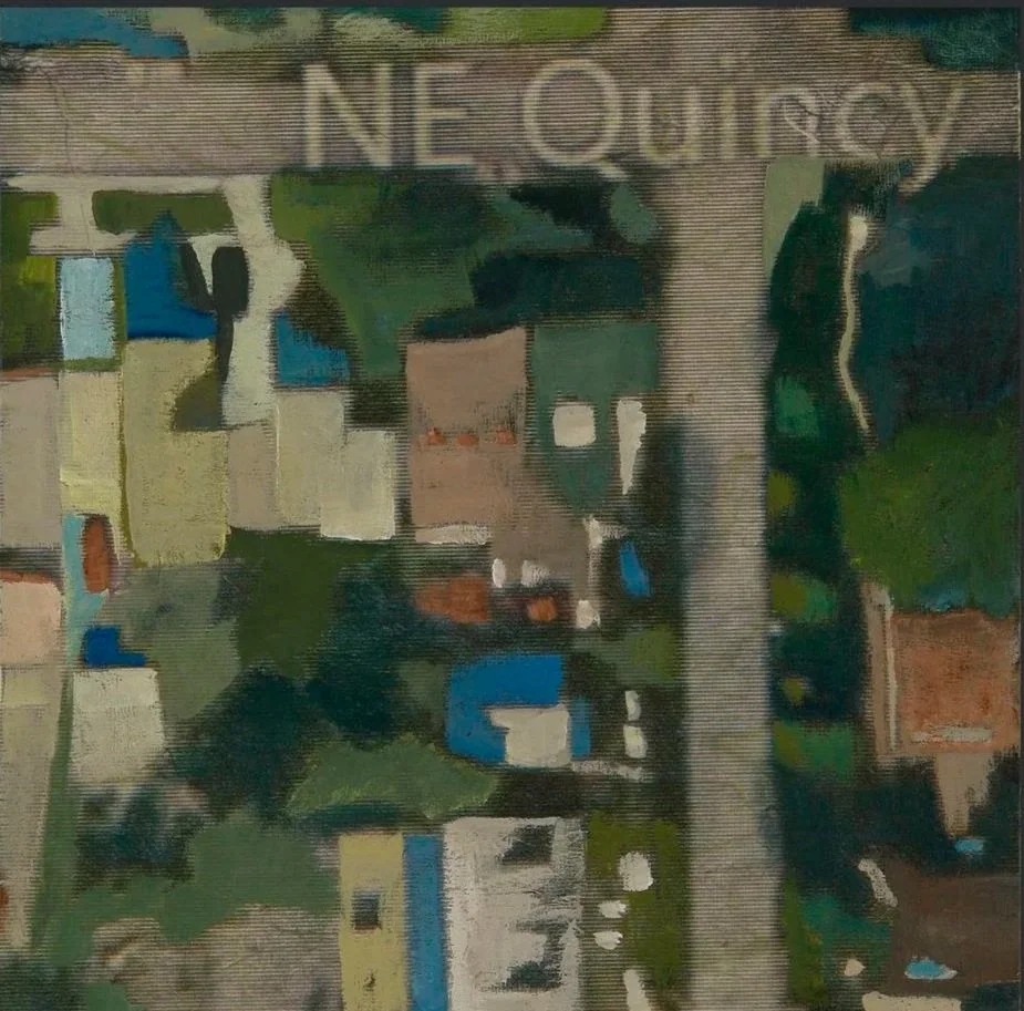 NE Quincy | acrylic and paper on panel | 12x12x1.5"