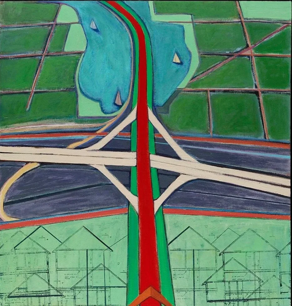 House Plans | acrylic, screen print on canvas | 36x42x2"