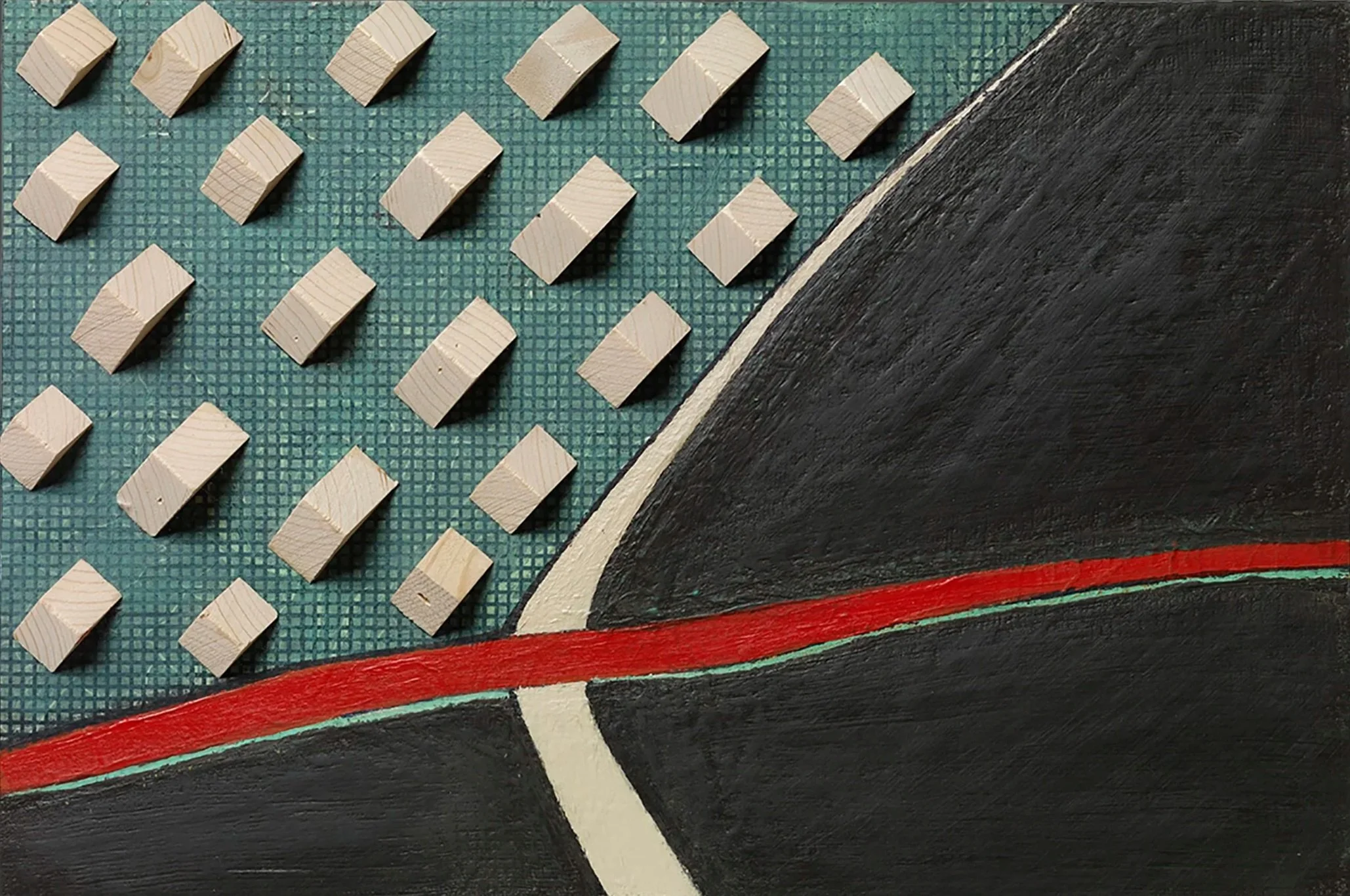 Sliver 1 | acrylic. wood, grid paper on panel | 18x12x2"