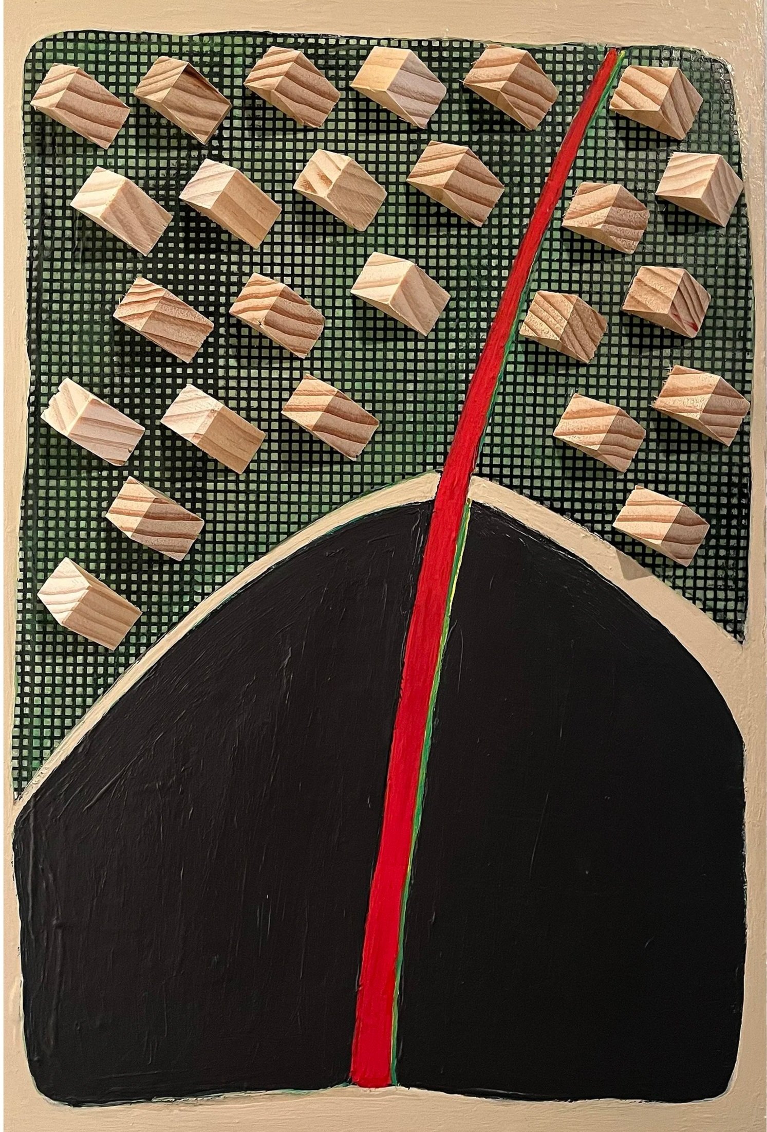 Bend | wood, house paint, screen print, | 12x18x2"