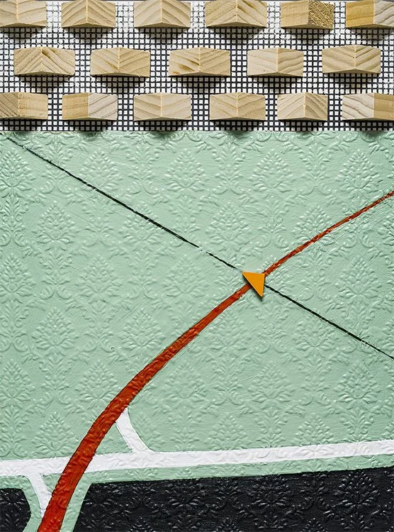 Crossroads | mixed media/assemblage | 
12 x 16 x 2" .