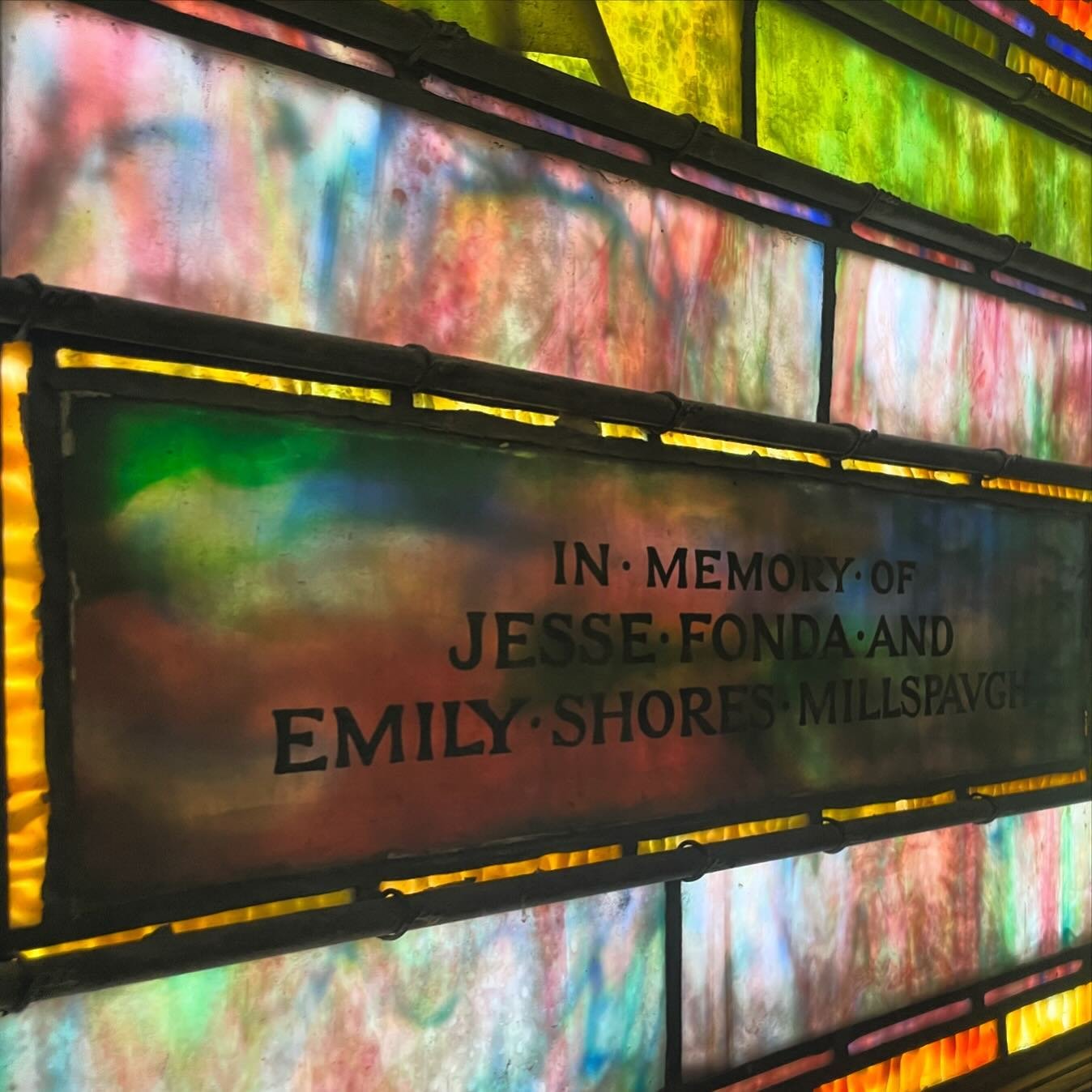 We&rsquo;re doing a little research into the Center on Main&rsquo;s past, and are looking into little gems like the names in the historic stained glass windows- this is just one example. 

A quick search tells us that &ldquo;Emily Shores was born on 