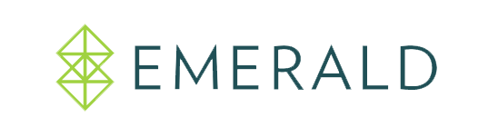 Emerald logo with a stylized green geometric emerald shape and the word 'EMERALD' in blue text.