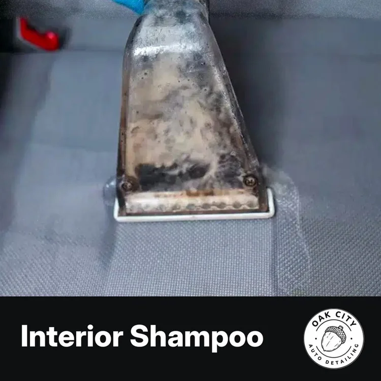 Interior Shampoo: extractor pulling dirt out of a cloth seat