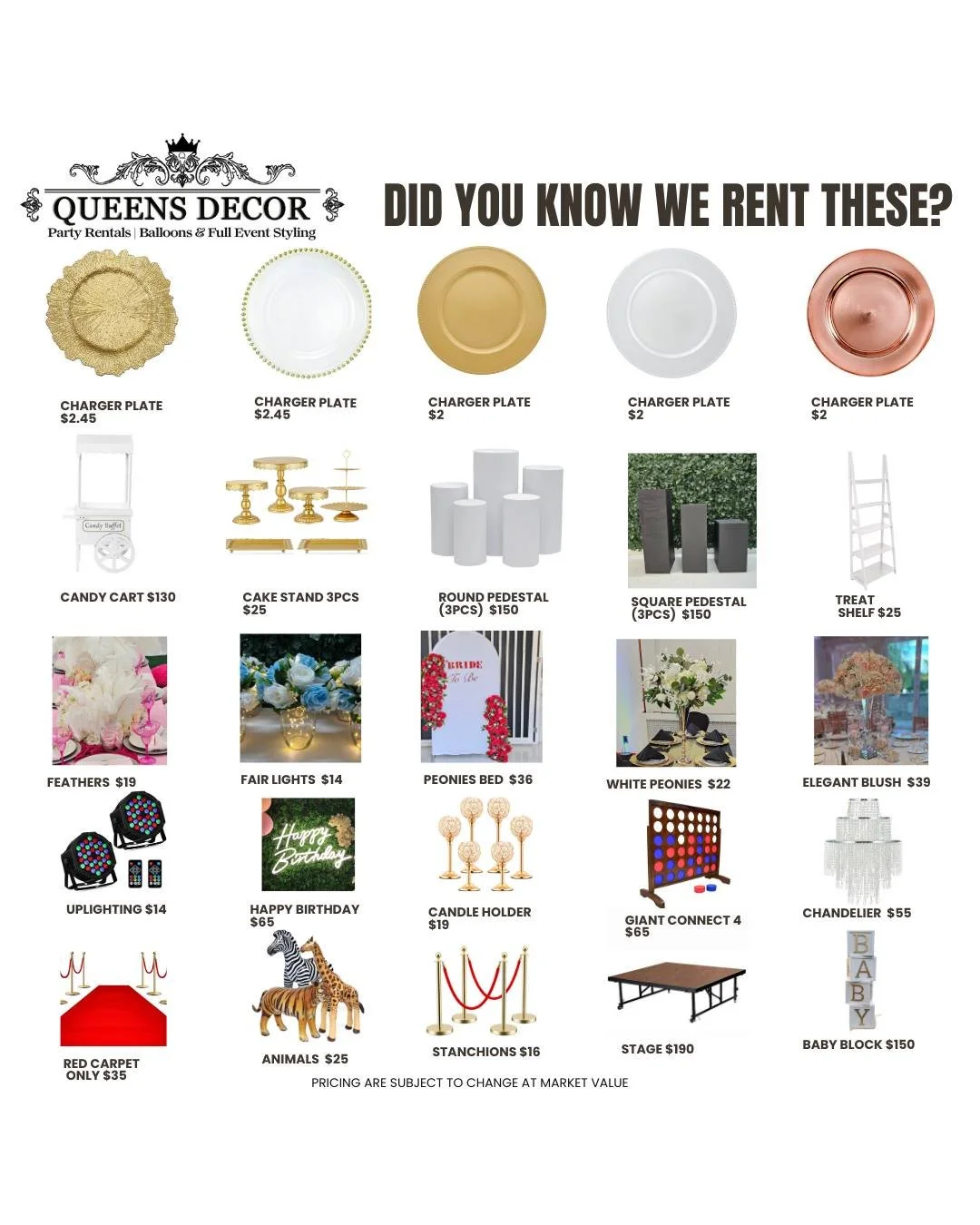 🎉 Planning an event? We&rsquo;ve got the party rentals you need to make it unforgettable!
✔ Tables &amp; chairs
✔ Tents &amp; stages
✔ Backdrops &amp; balloons
✔ Linens, d&eacute;cor &amp; more
Whether it&rsquo;s a birthday, wedding, corporate event