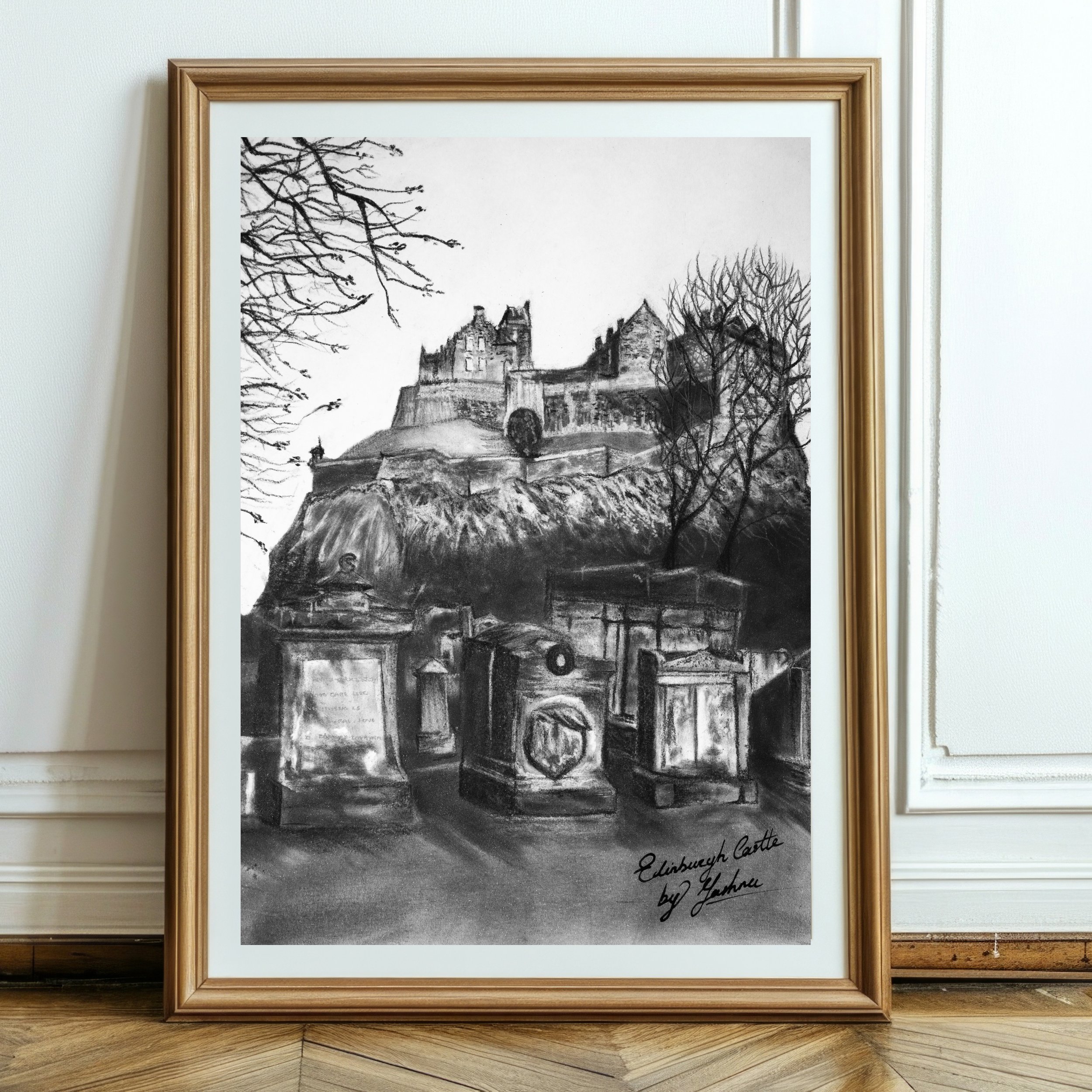 Edinburgh Castle Charcoal framed.jpg
