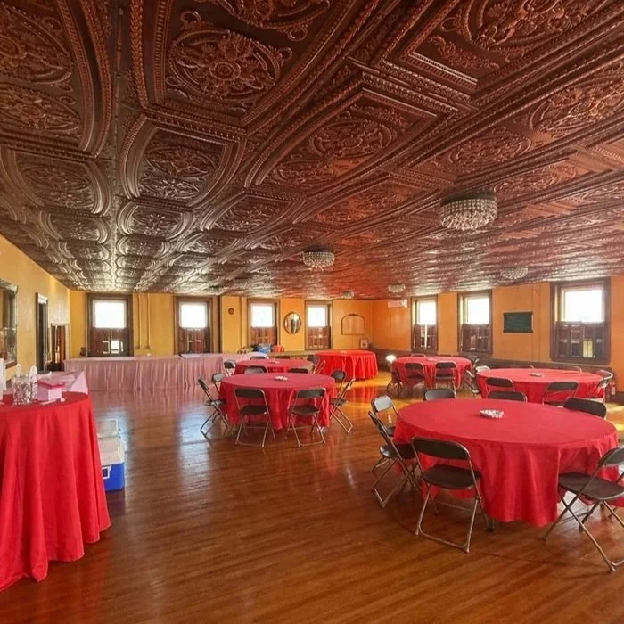 Love is in the air in the Banquet Room for a bridal shower with 100 guests. 