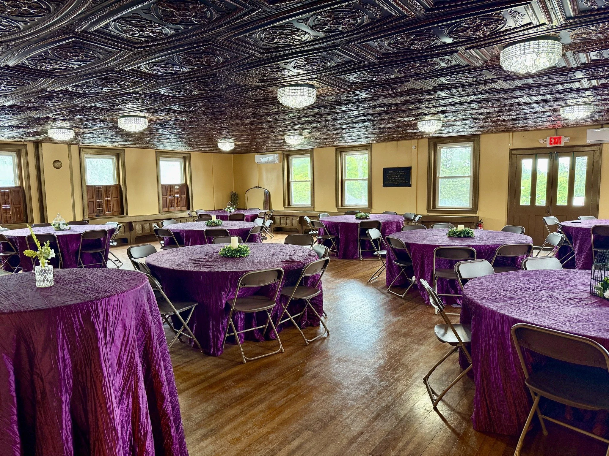 Setup for a birthday party in the Banquet Room at The Relic.