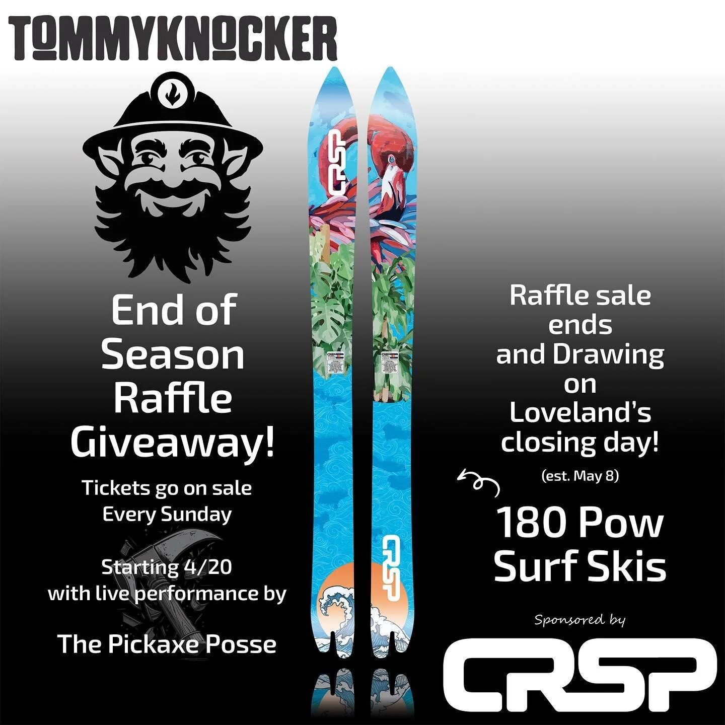 I-70 Traffic bumming you out coming back from the mountains? Stop by our friends @tommyknockerbrewery and take a load off!

While you're at it enter the End of Season Raffle for a chance to win a pair of our pow surf skis and take some of the best po